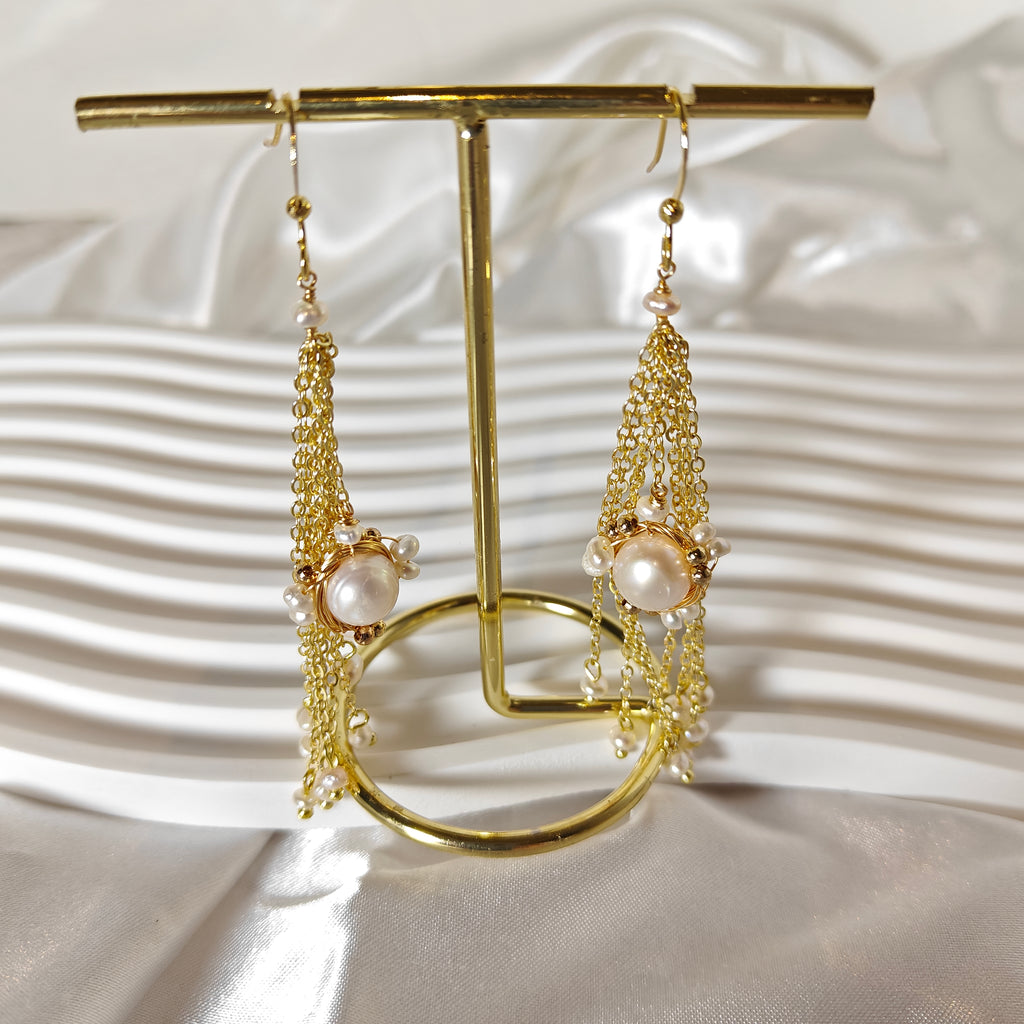 Freshwater Pearl Star Tassel Earrings