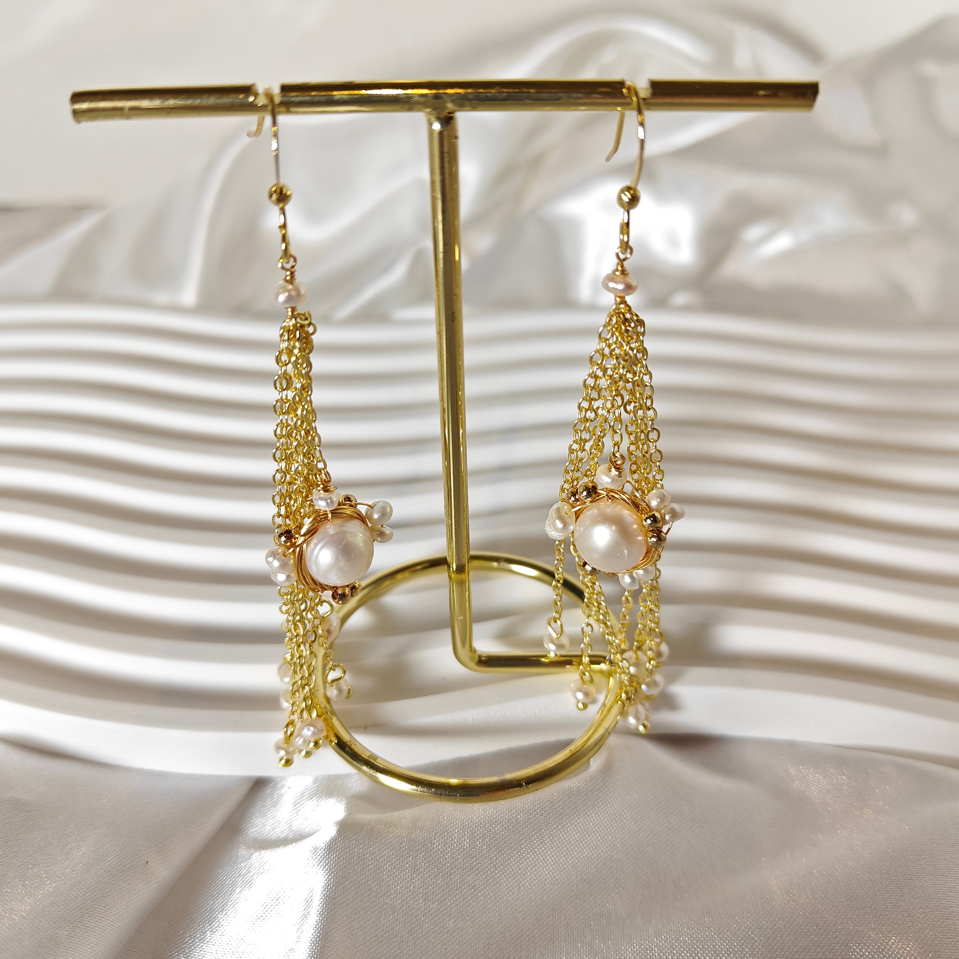 Freshwater Pearl Star Tassel Earrings