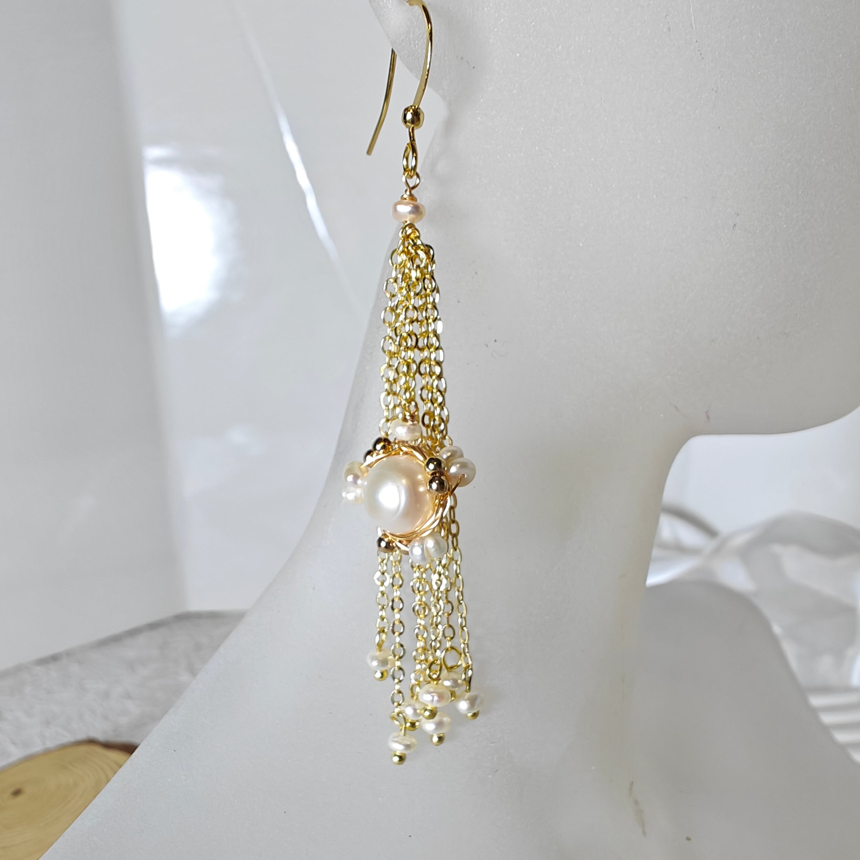 Freshwater Pearl Star Tassel Earrings