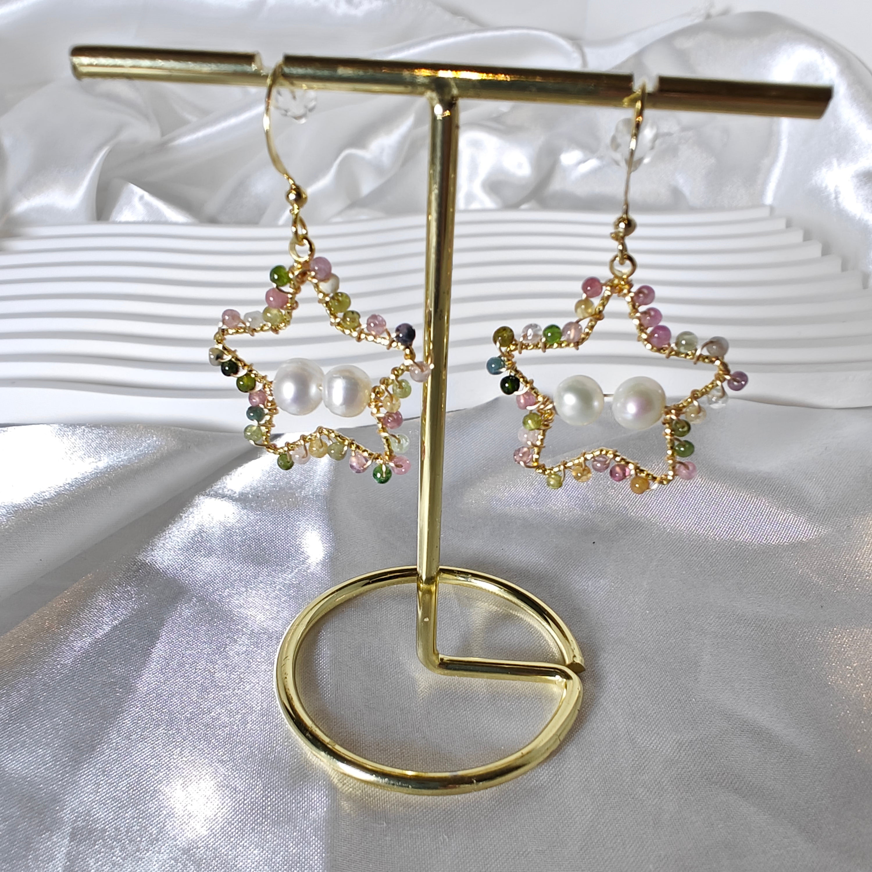 Tourmaline Star Freshwater Pearl Earrings