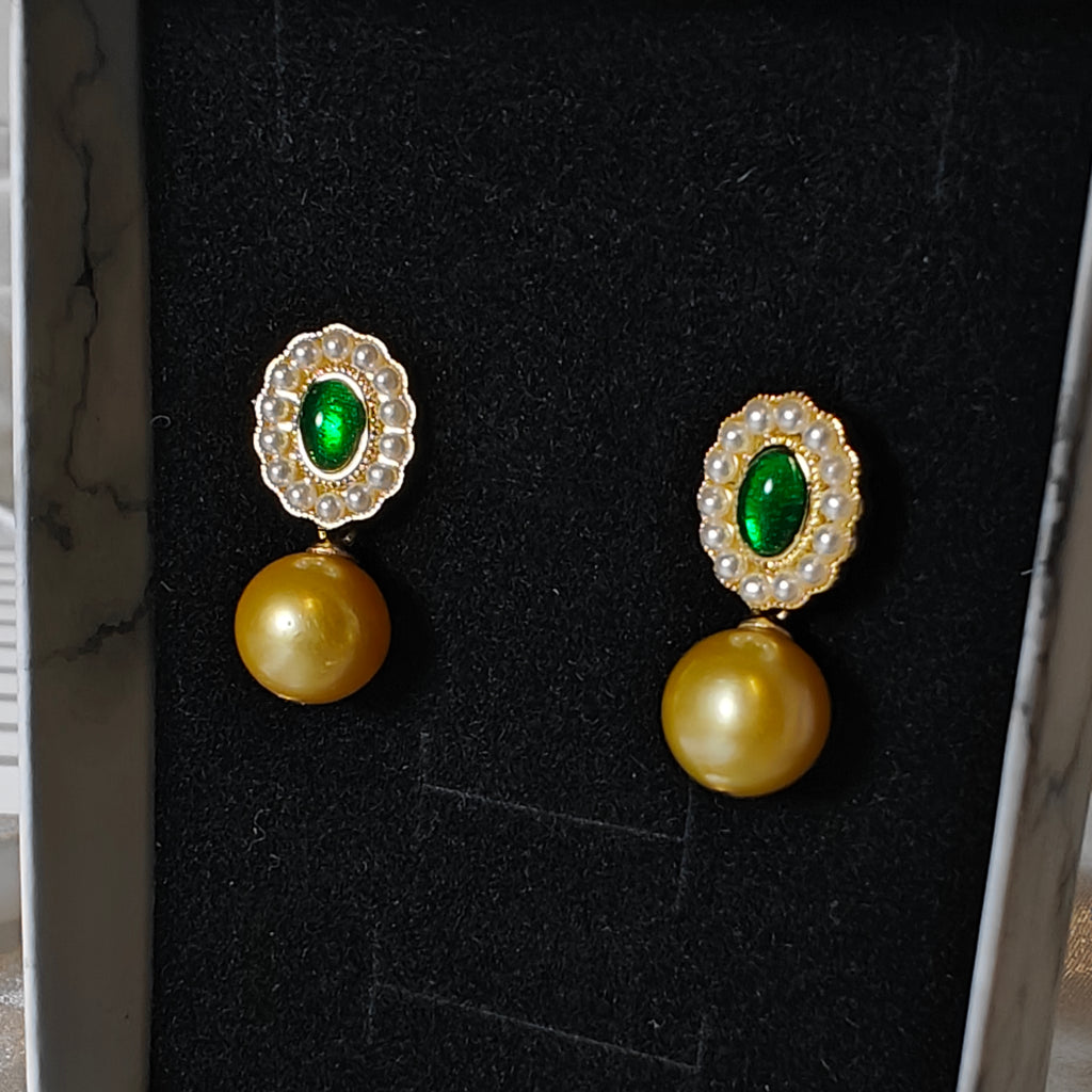 Golden Freshwater Pearl Drop Earrings