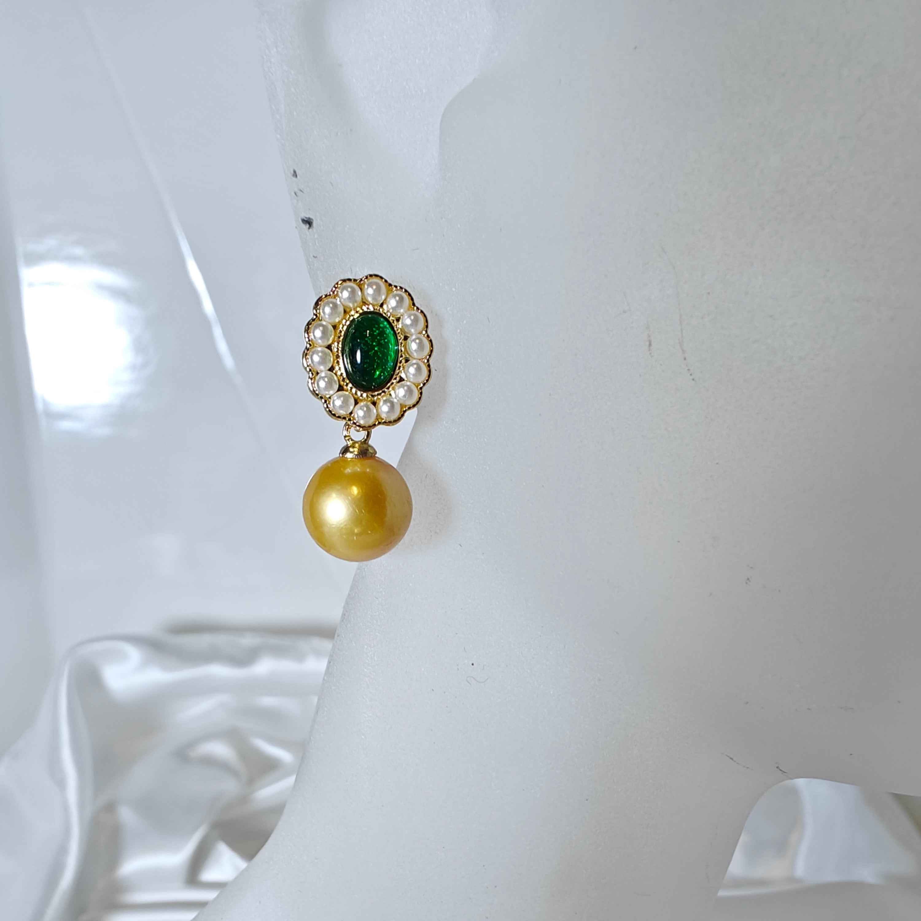 Golden Freshwater Pearl Drop Earrings