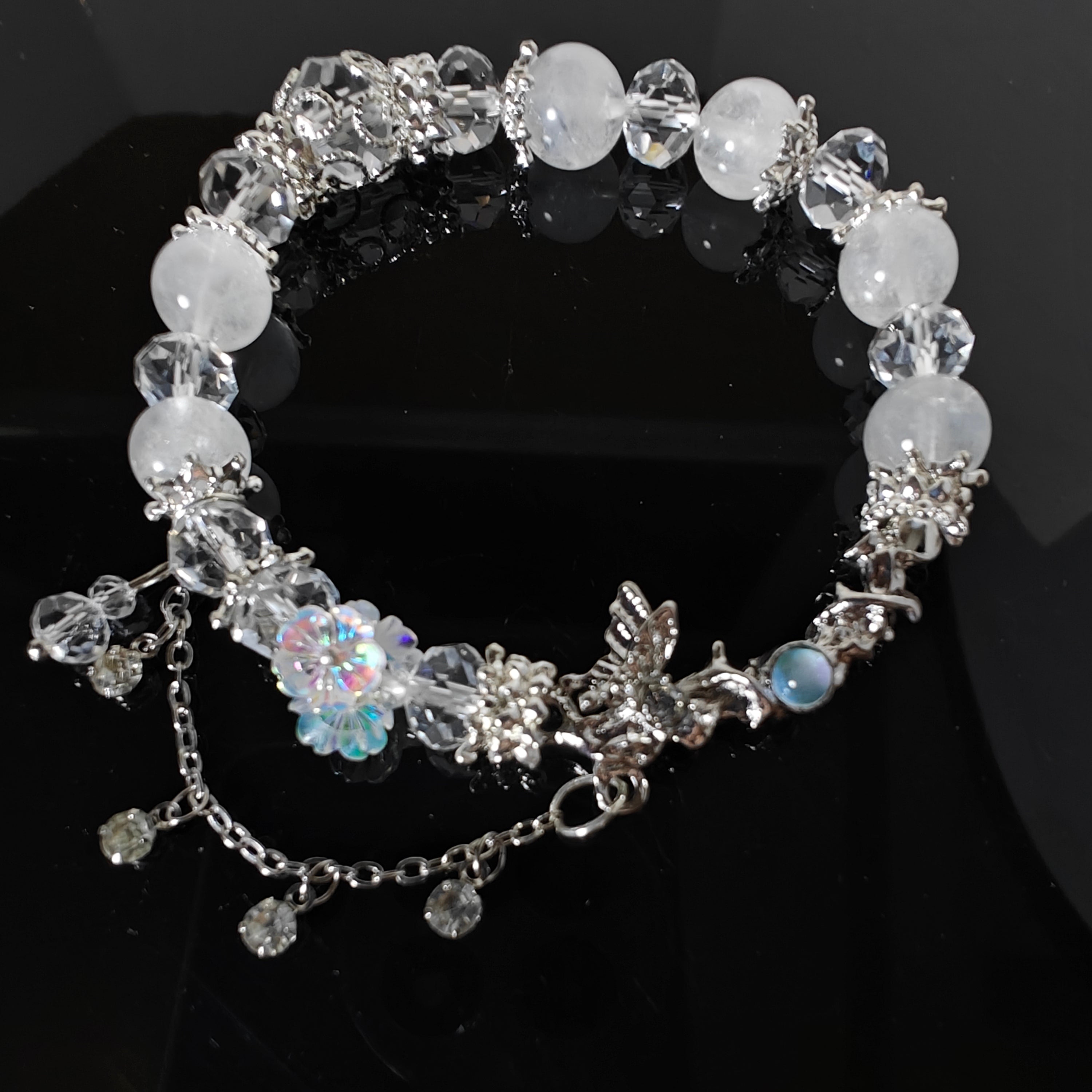 Stretchy White Phantom Quartz Bracelet