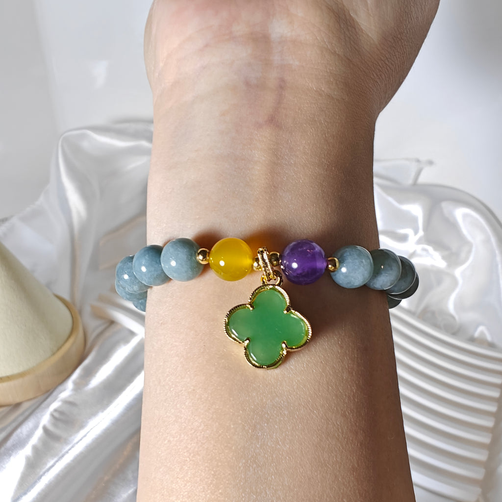 Stretchy Jade Bracelet with Lucky Charm