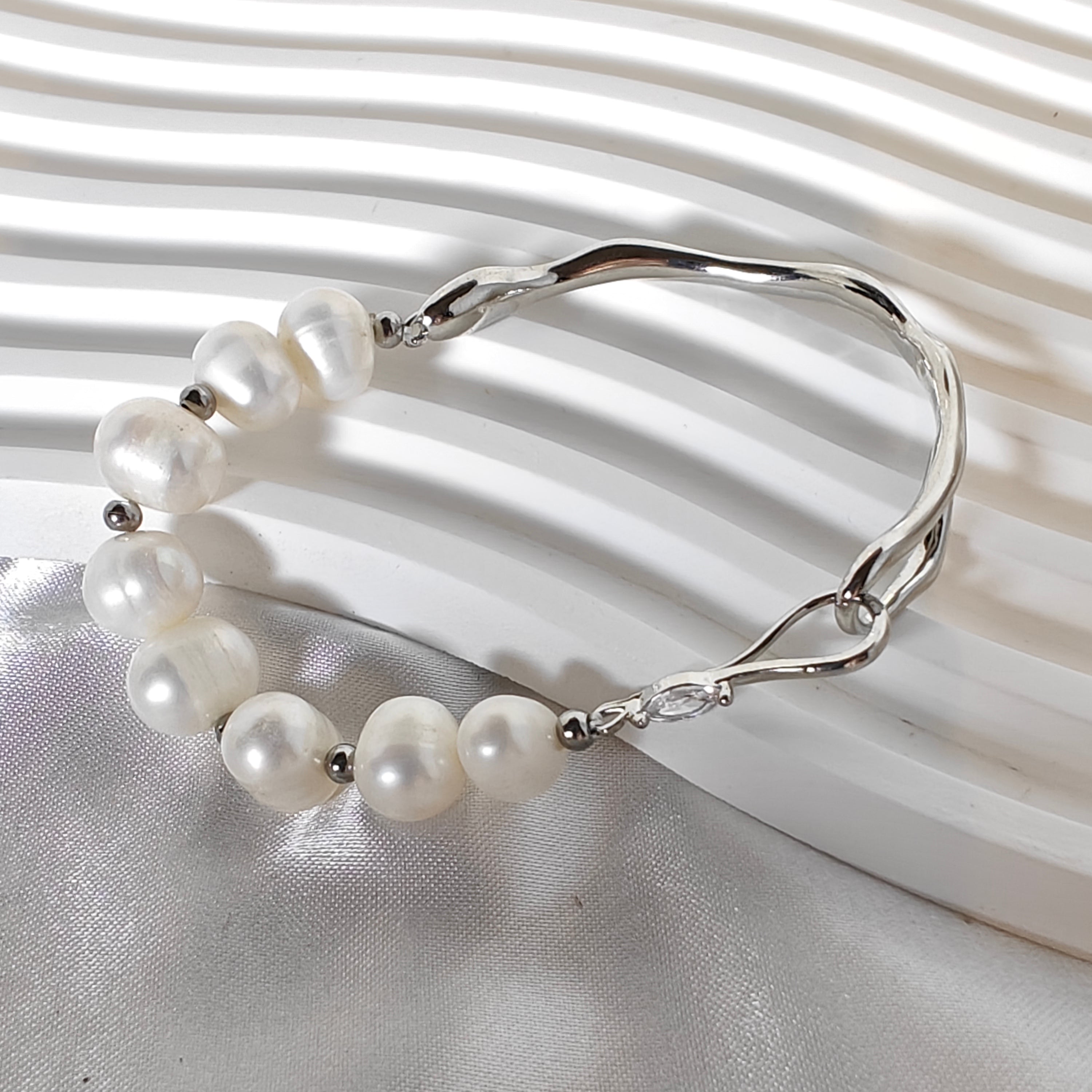 Freshwater Pearl Half Bangle Bracelet
