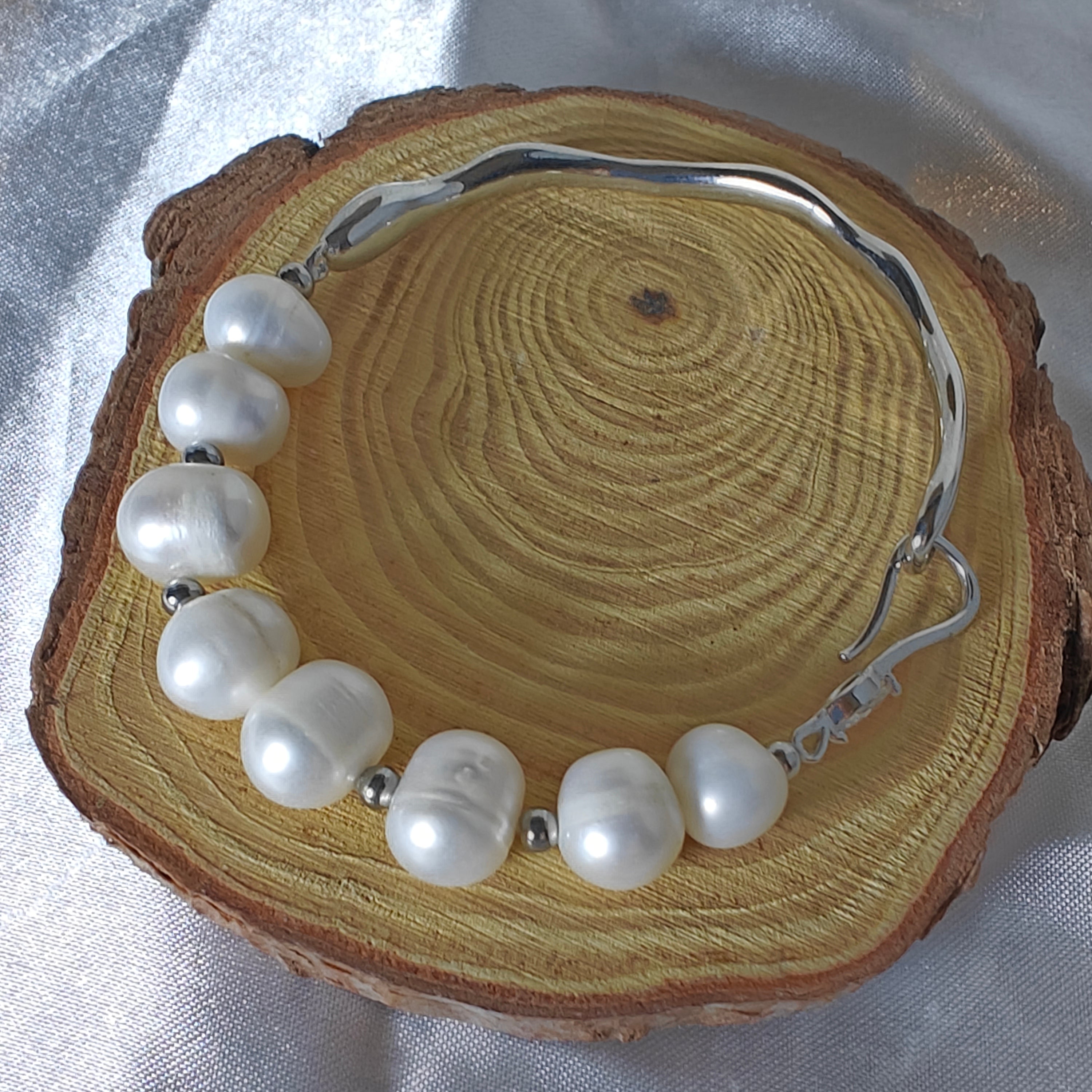 Freshwater Pearl Half Bangle Bracelet
