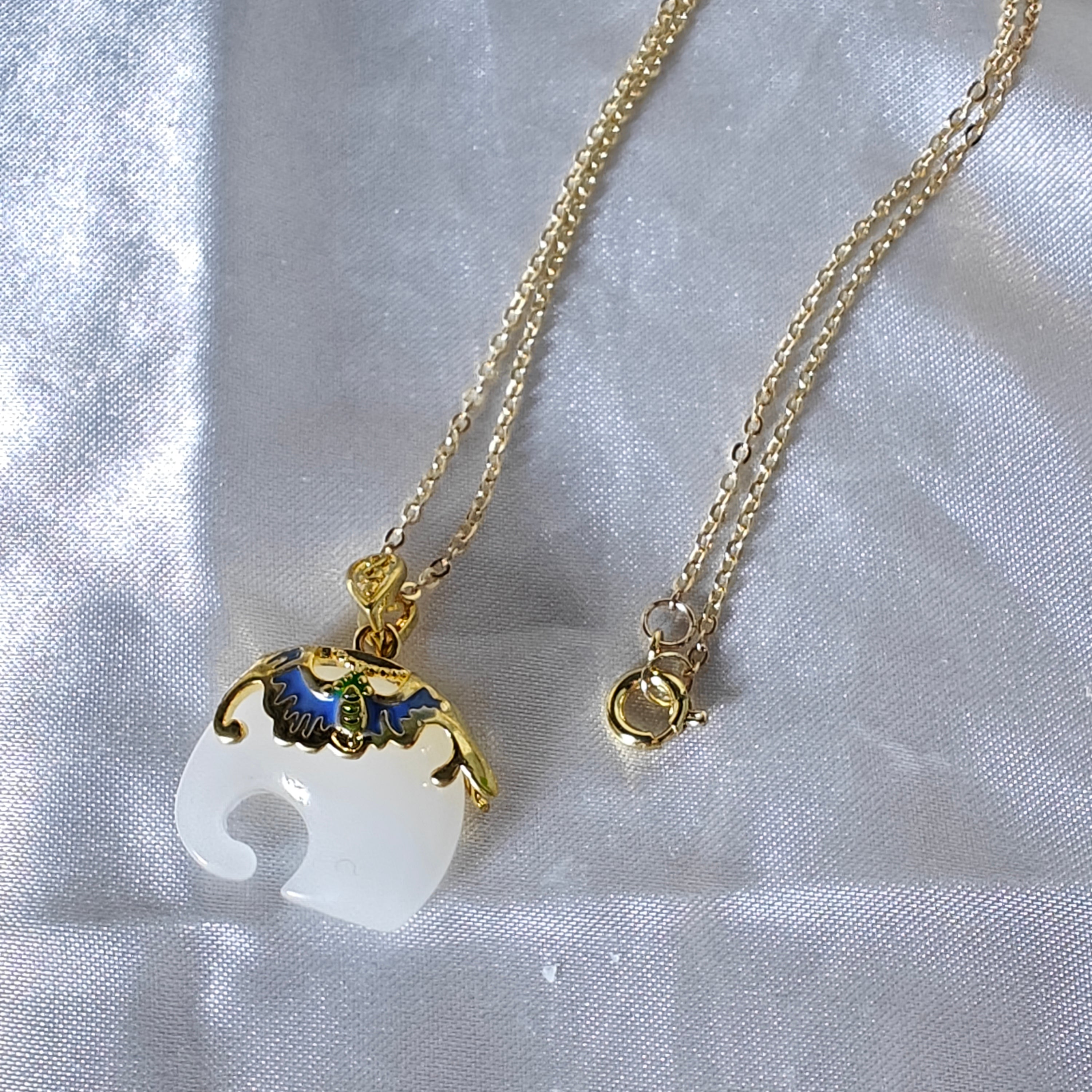 White Jade Elephant Necklace