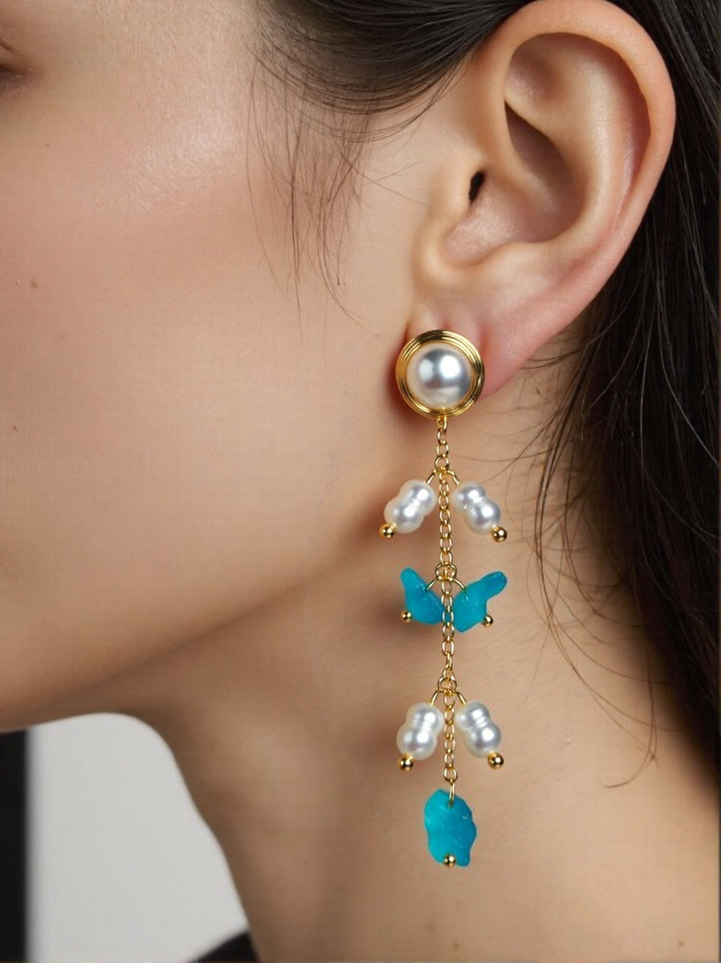 Freshwater Pearl & Amazonite Dangle Earrings — S925 Sterling Silver Post