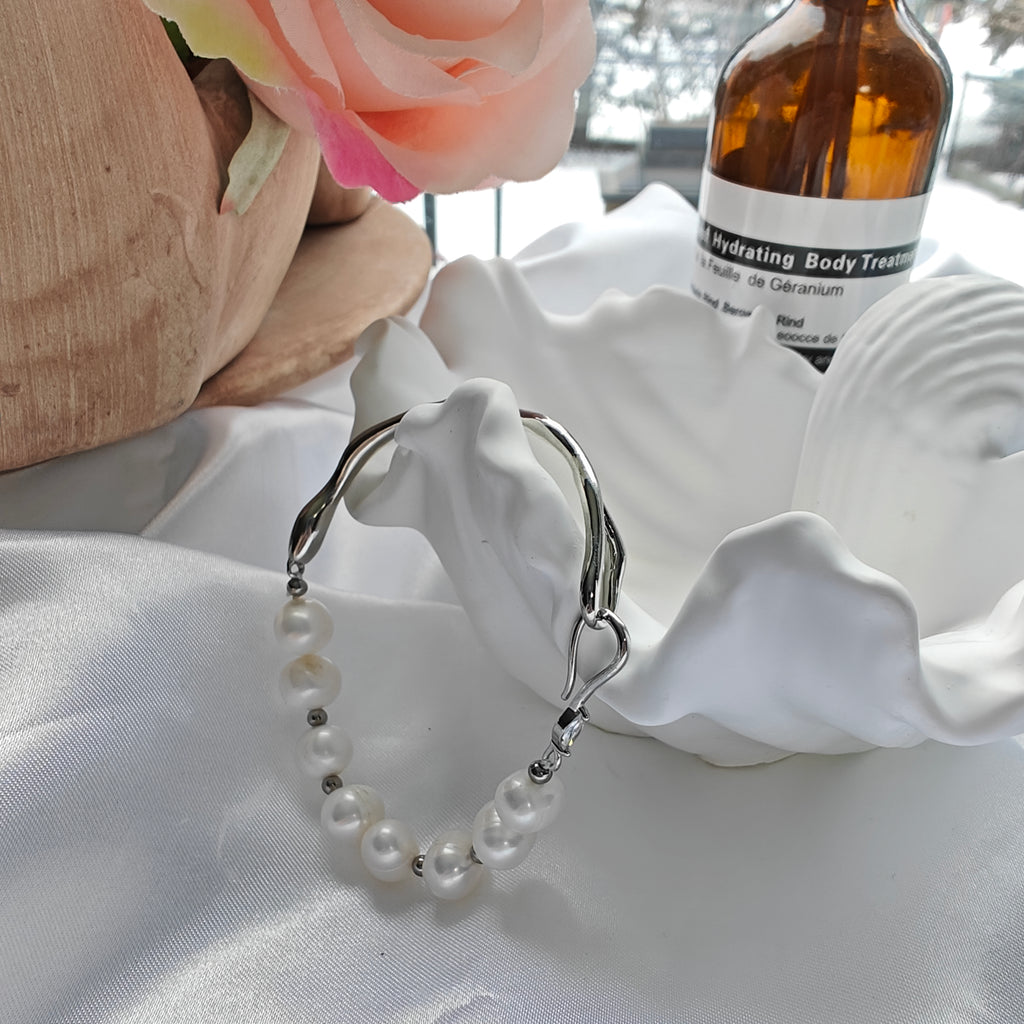 Freshwater Pearl Half Bangle Bracelet