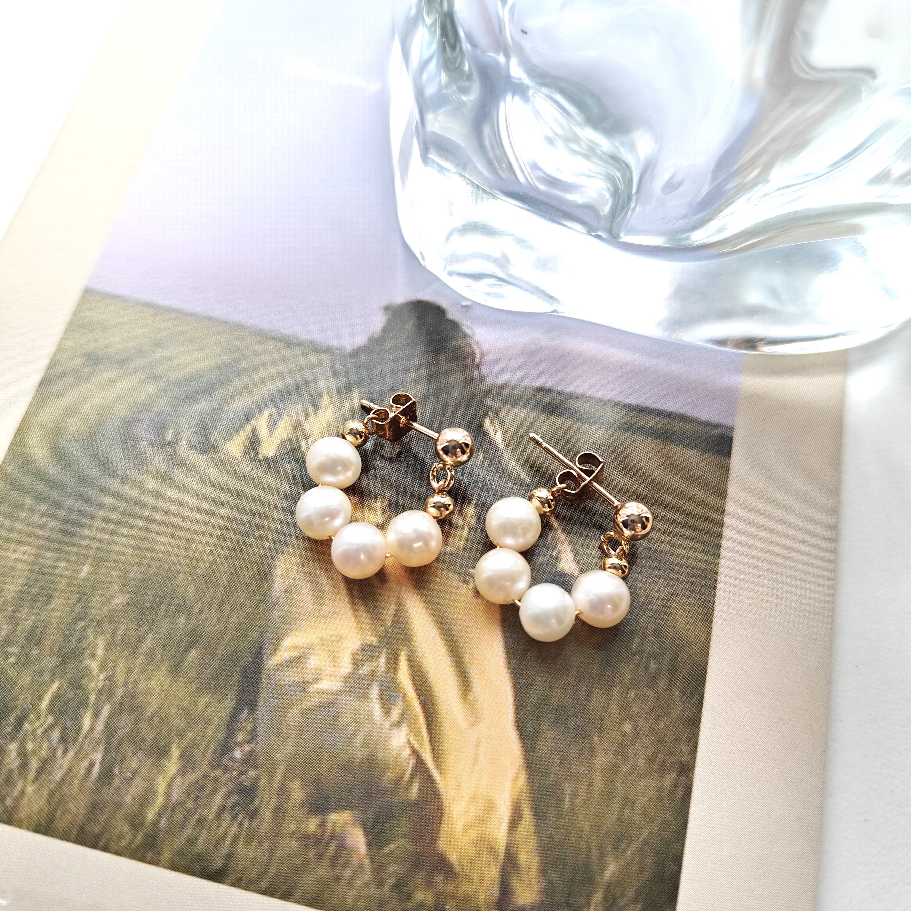 Freshwater Pearl Loop Earrings — Hypoallergenic S925 Sterling Silver Post