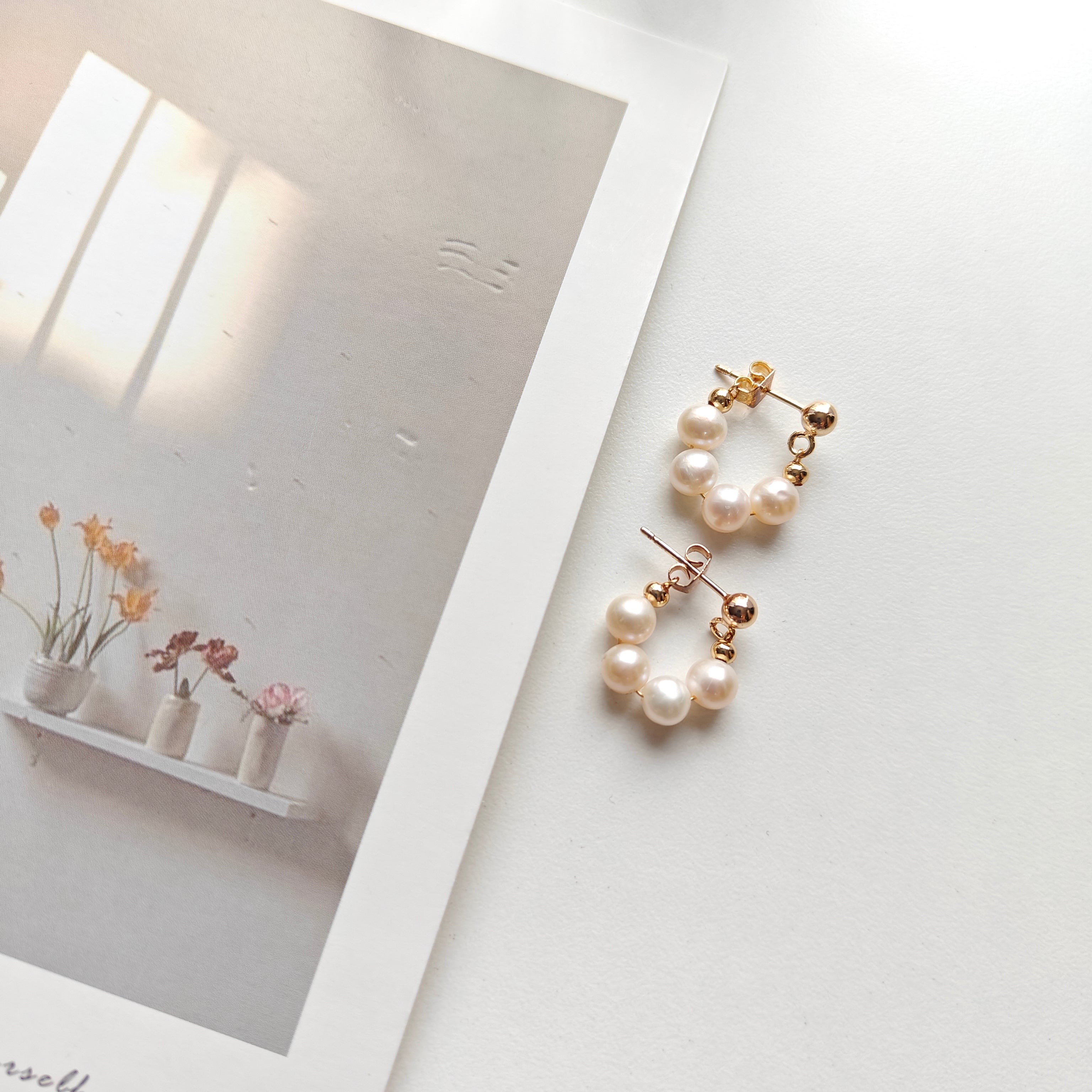 Freshwater Pearl Loop Earrings — Hypoallergenic S925 Sterling Silver Post