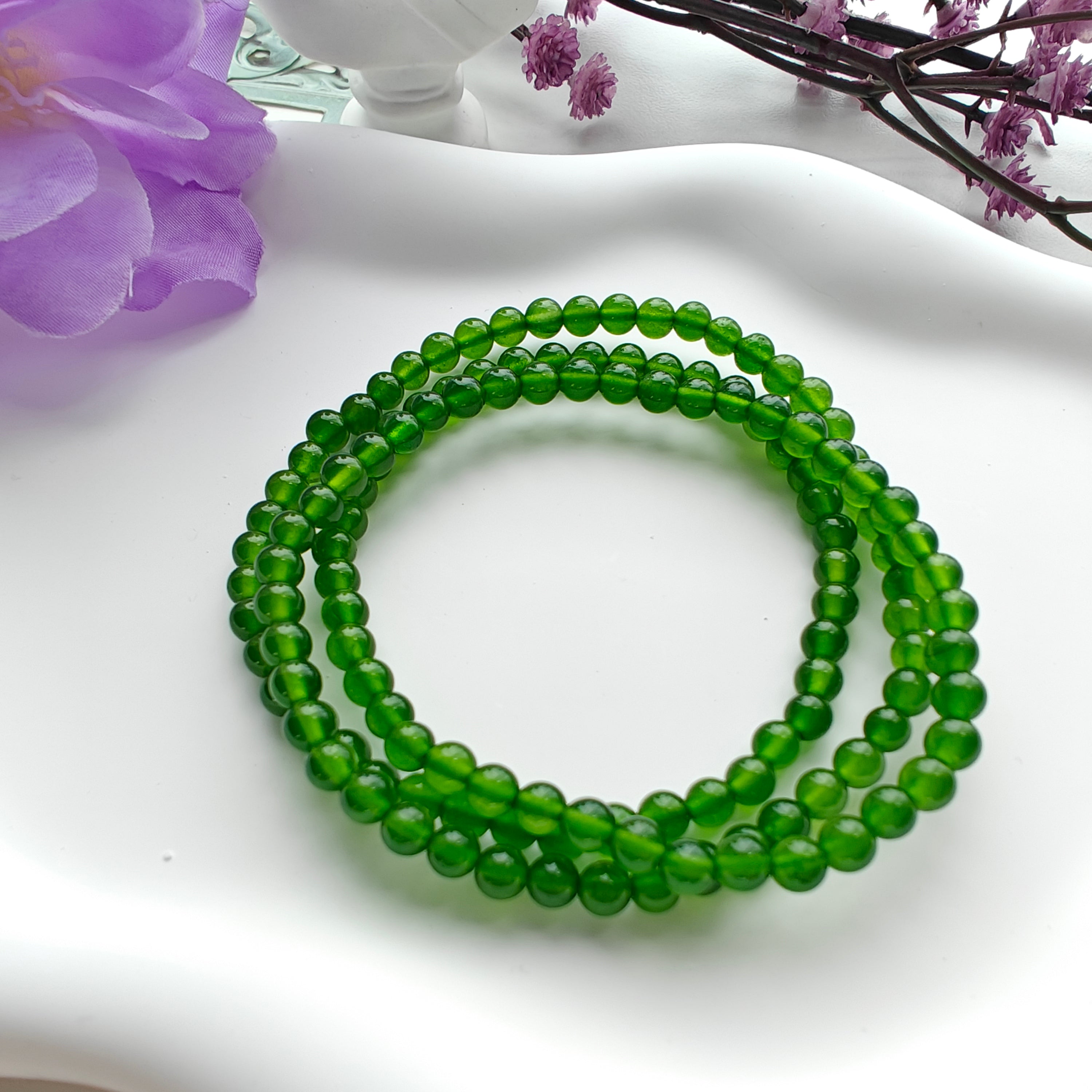 Jade Triple Wrap Bracelet – Natural Jade 4.5mm Beaded Bracelet