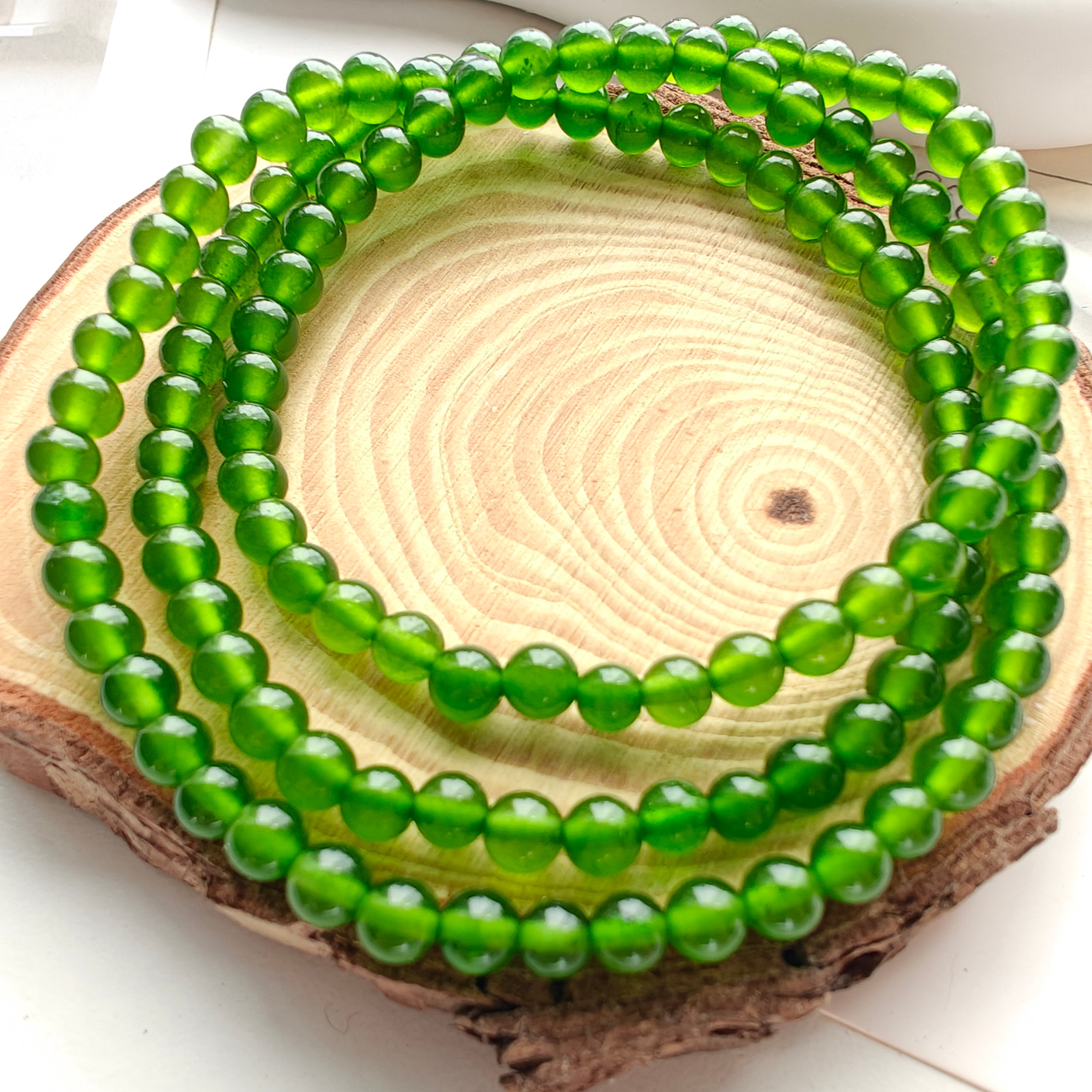 Jade Triple Wrap Bracelet – Natural Jade 4.5mm Beaded Bracelet