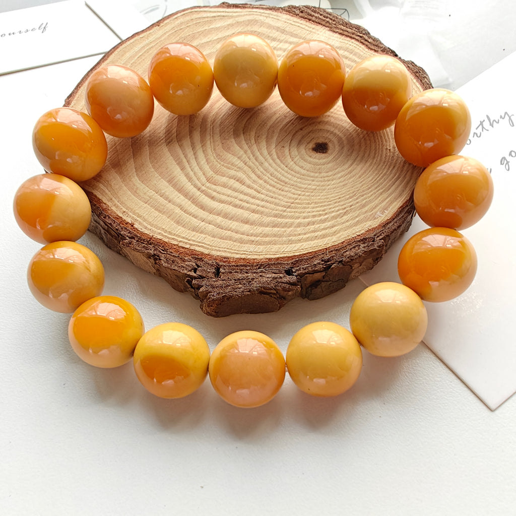 Burmese Huanglong Jade Bracelet – Natural Gemstone Beaded Bracelet