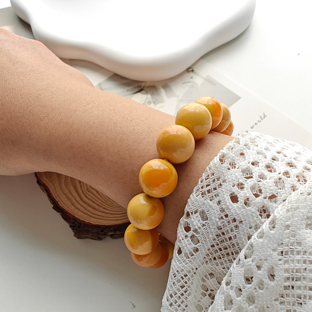 Burmese Huanglong Jade Bracelet – Natural Gemstone Beaded Bracelet
