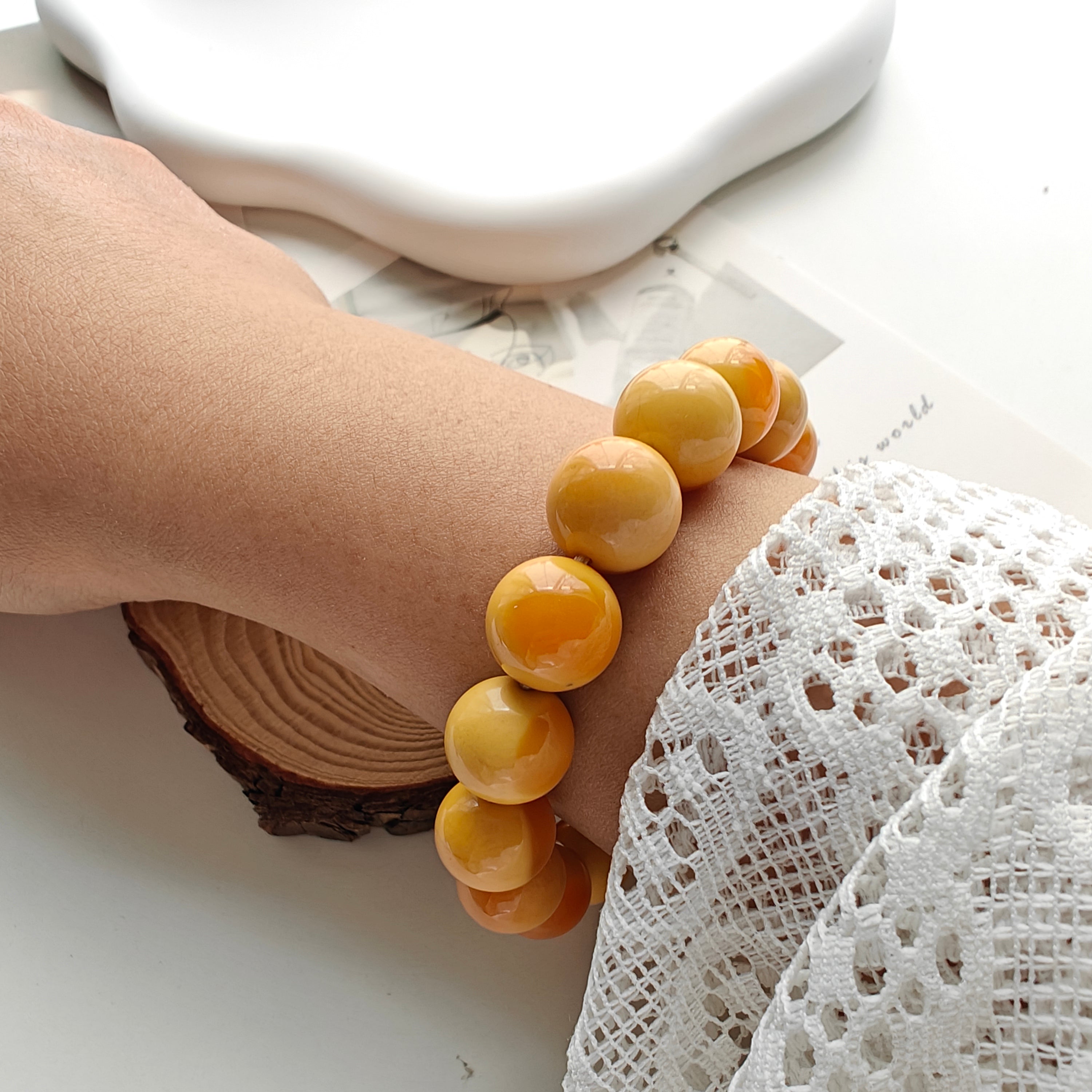 Burmese Huanglong Jade Bracelet – Natural Gemstone Beaded Bracelet