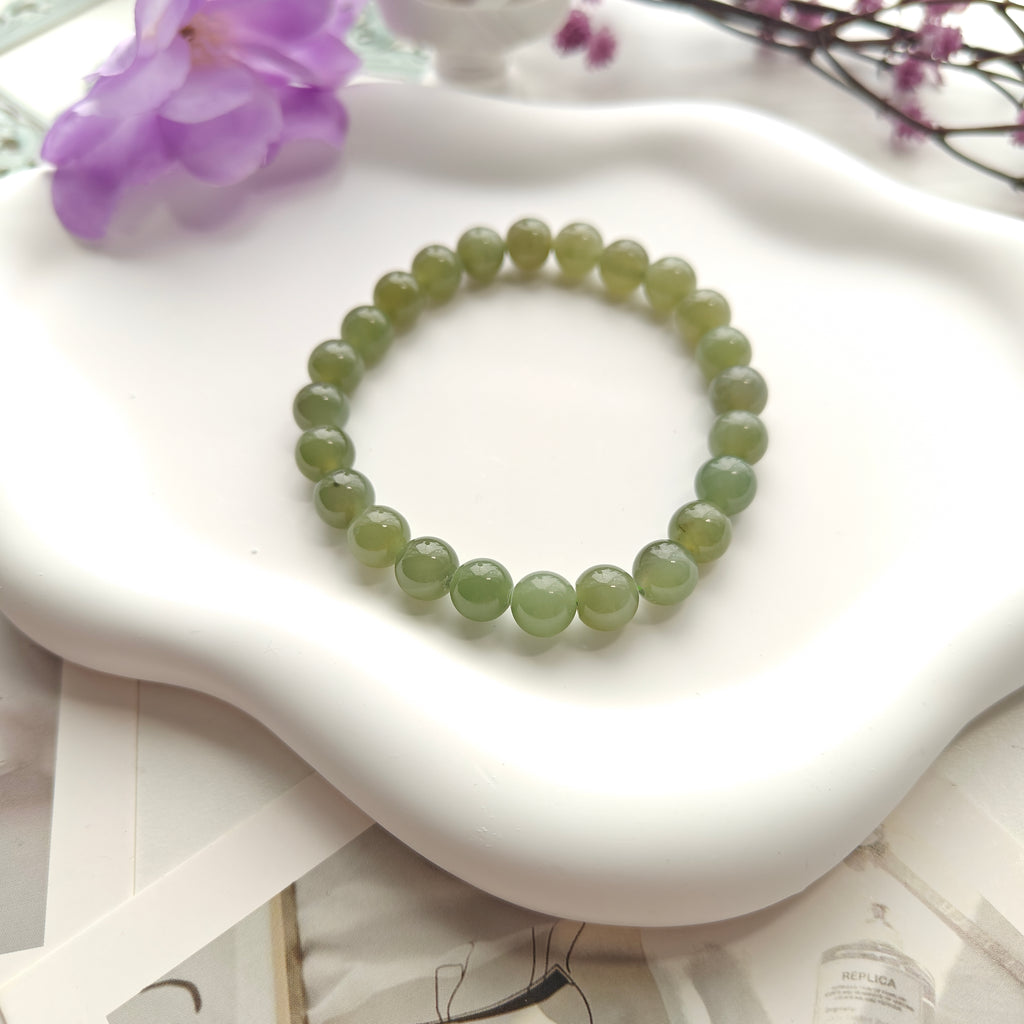 Light Green Jade Bracelet – Natural 8mm Jade Beaded Bracelet