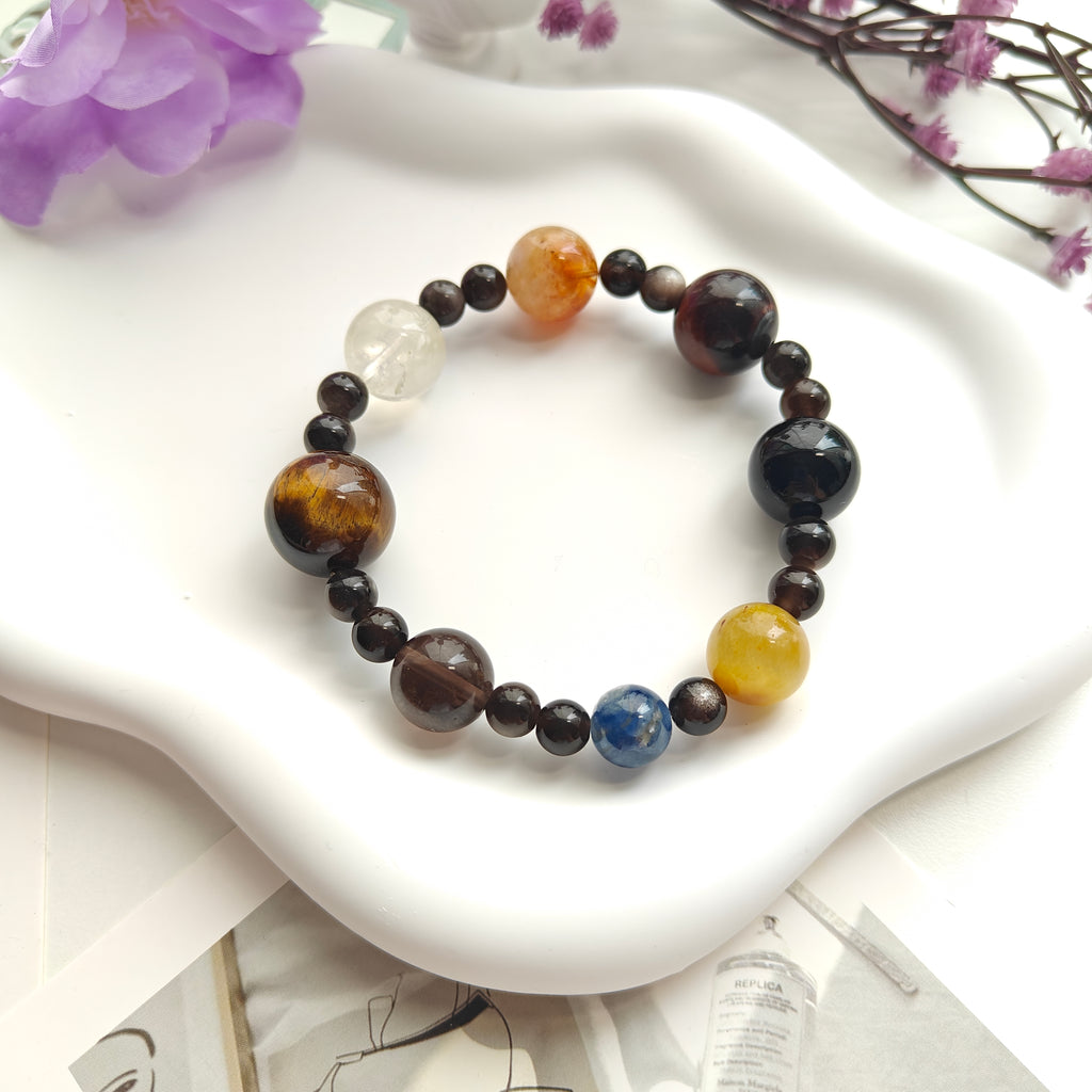 Assorted Galaxy Gemstone Bracelet – Planet-Inspired Natural Crystal Bracelet