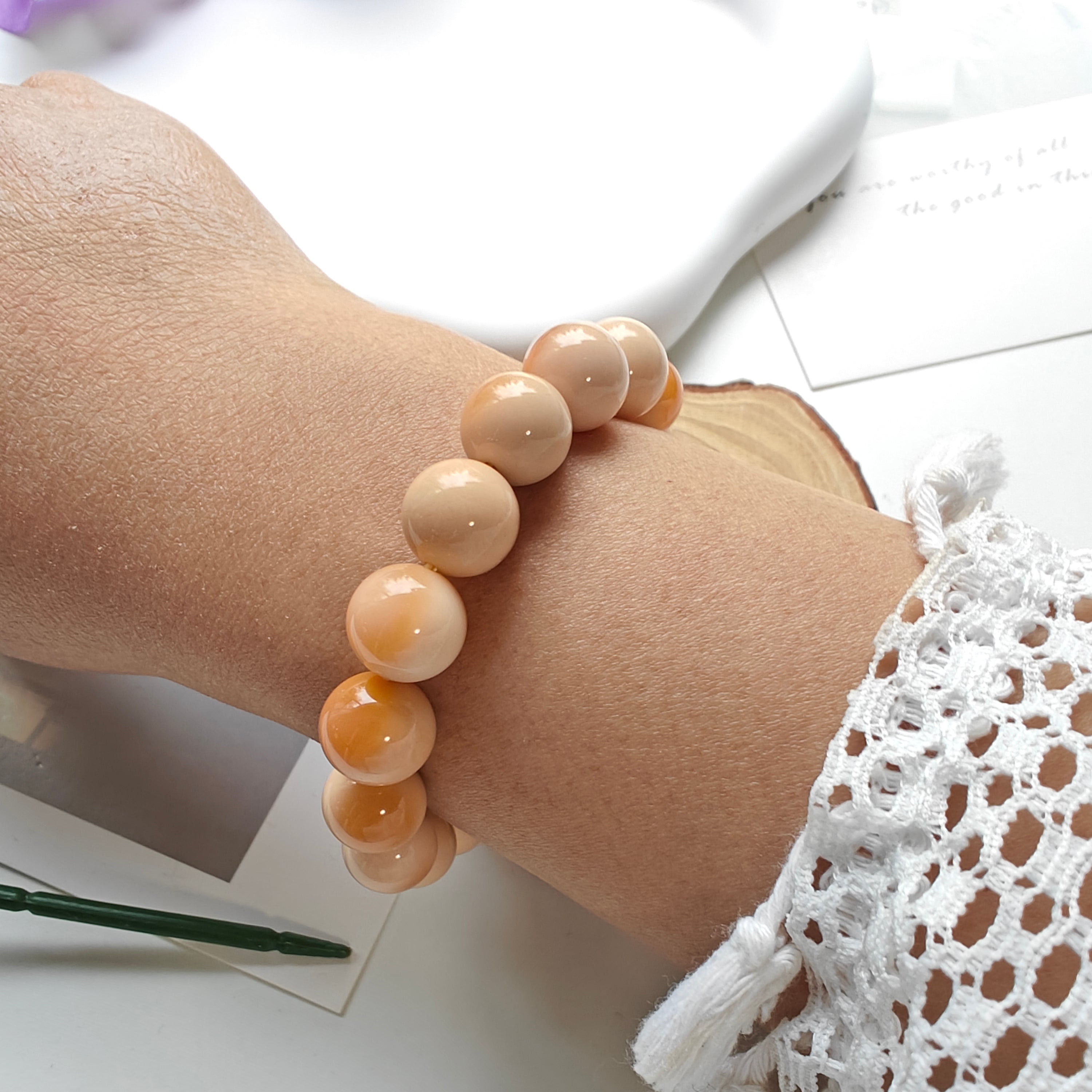Burmese Huanglong Jade Bracelet – Natural Gemstone Beaded Bracelet