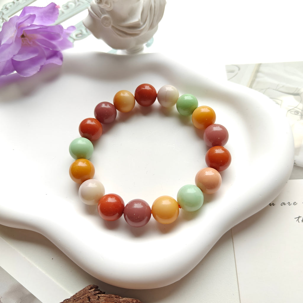 Burmese Huanglong Jade Bracelet – Natural Gemstone Beaded Bracelet