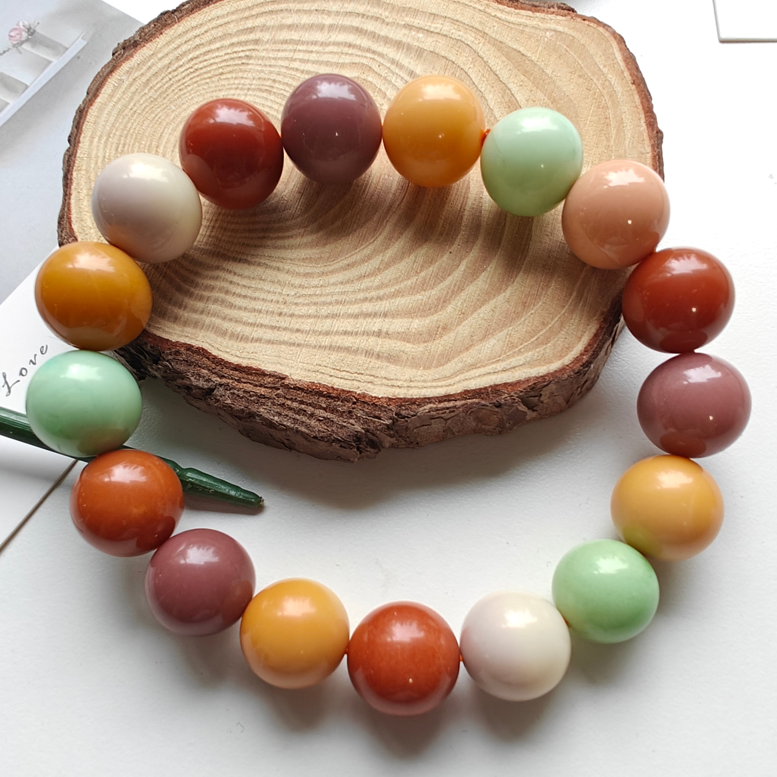 Burmese Huanglong Jade Bracelet – Natural Gemstone Beaded Bracelet