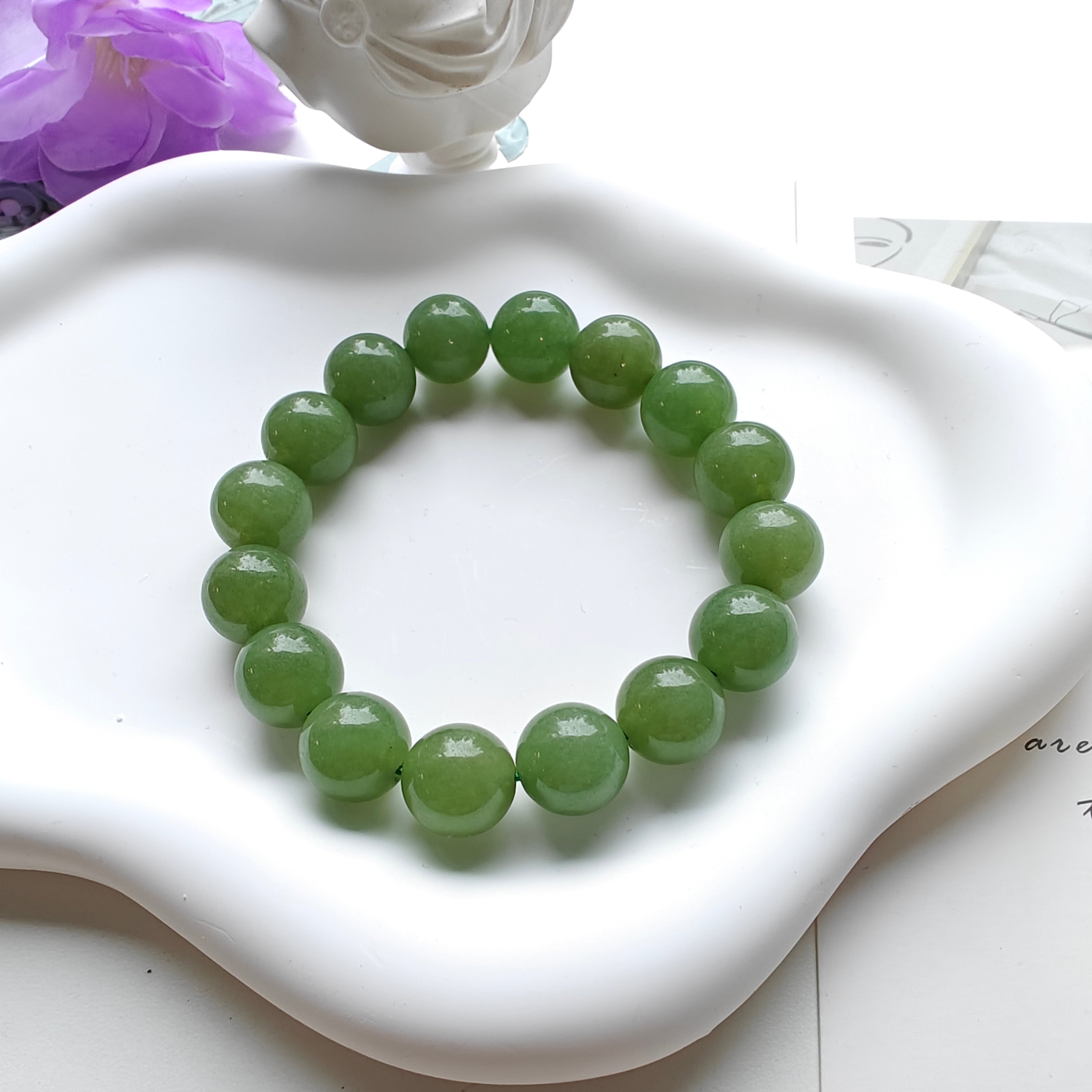 Xiu Jade Stretch Bracelet | Natural Xiu Jade Beaded Bracelet | Custom Size Available