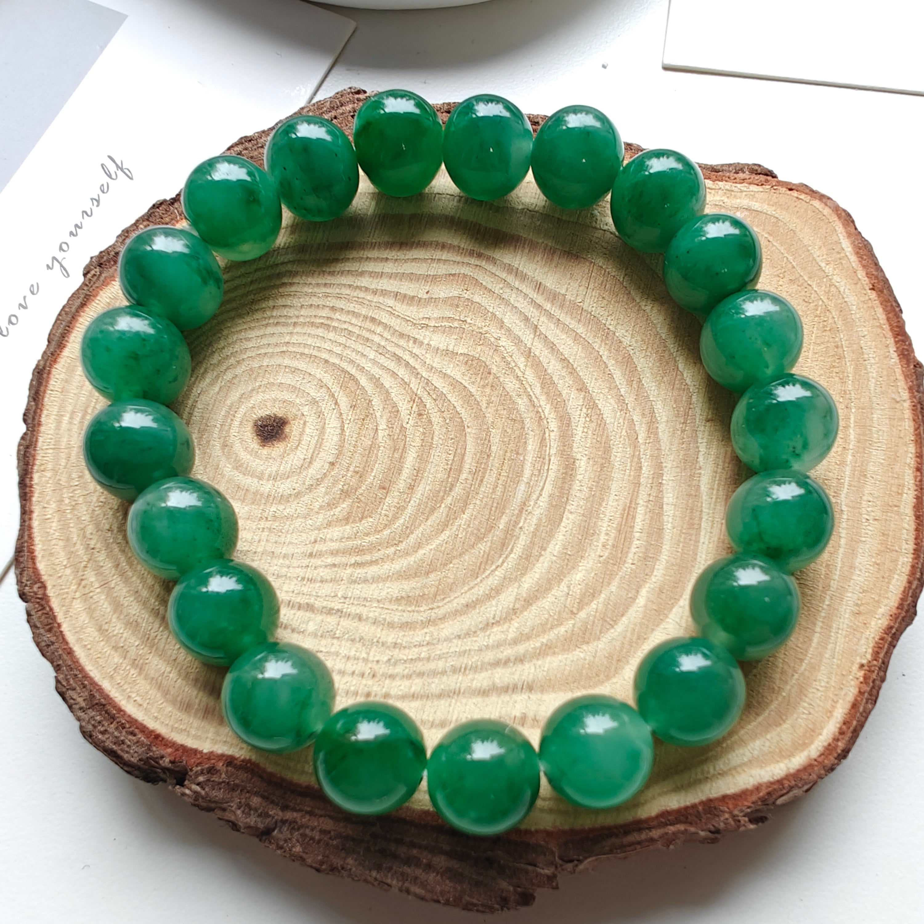 Dulong Jade Stretch Bracelet | Natural Dulong Jade Gemstone Bracelet | 8.4mm Beads