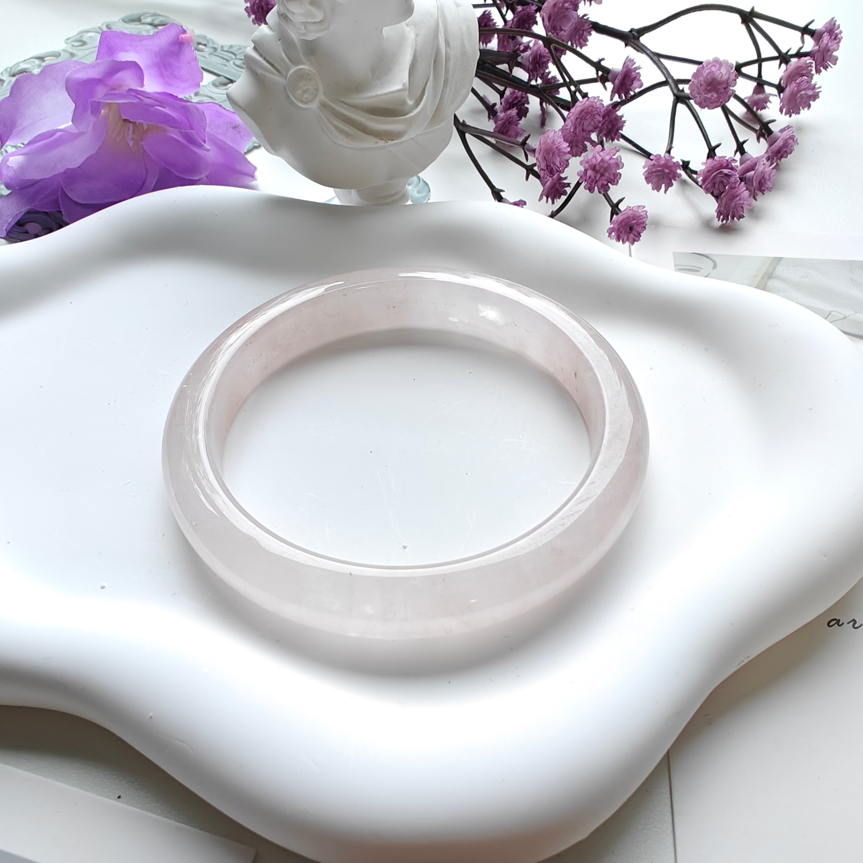 Natural Rose Quartz Bangle Bracelet – 60.2mm Inner Diameter