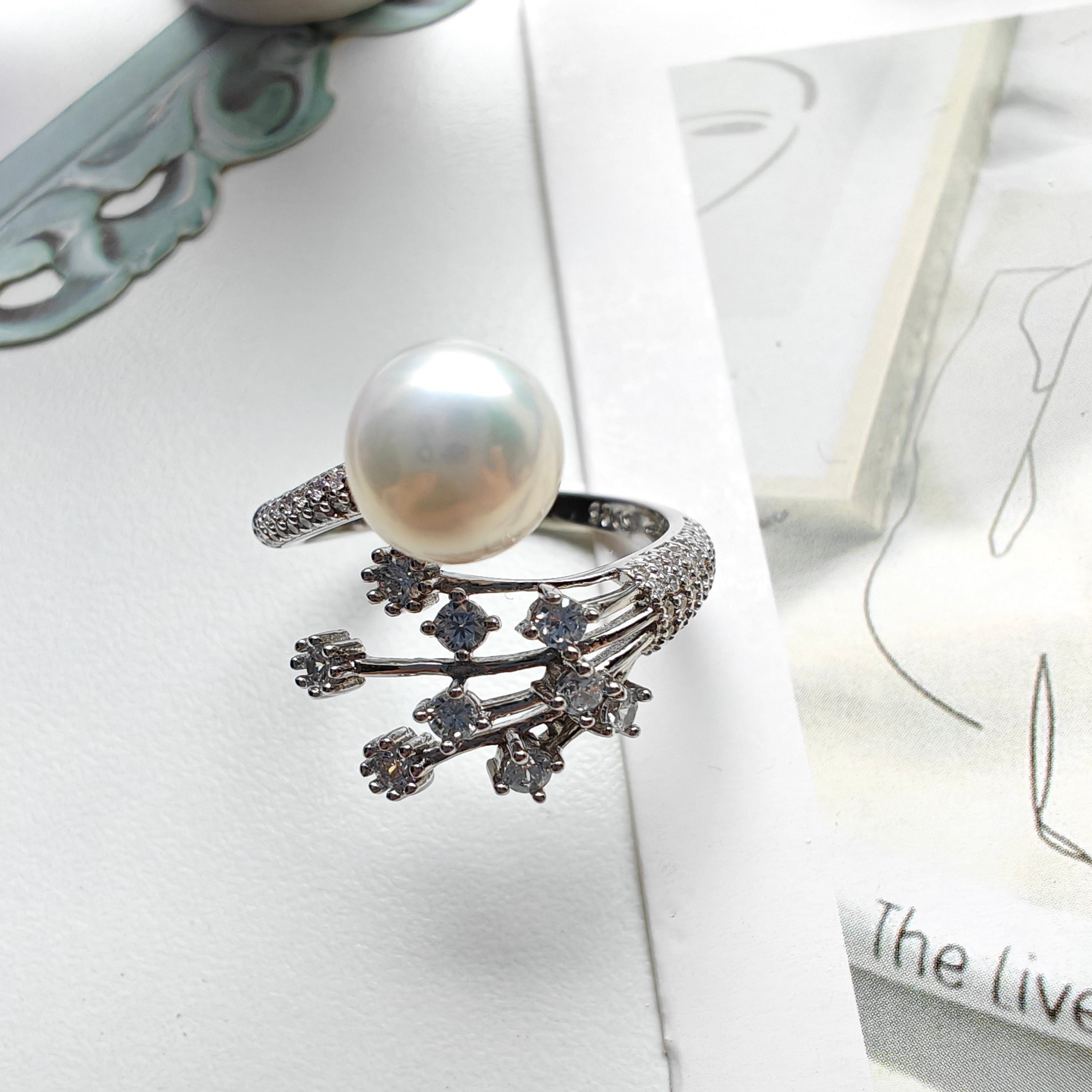 Freshwater Pearl Ring – Adjustable S925 Sterling Silver Ring