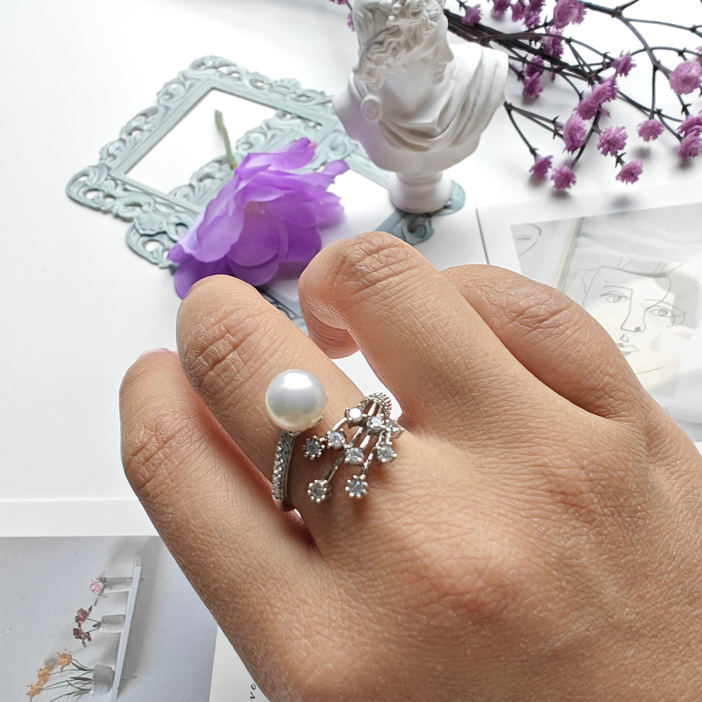 Freshwater Pearl Ring – Adjustable S925 Sterling Silver Ring