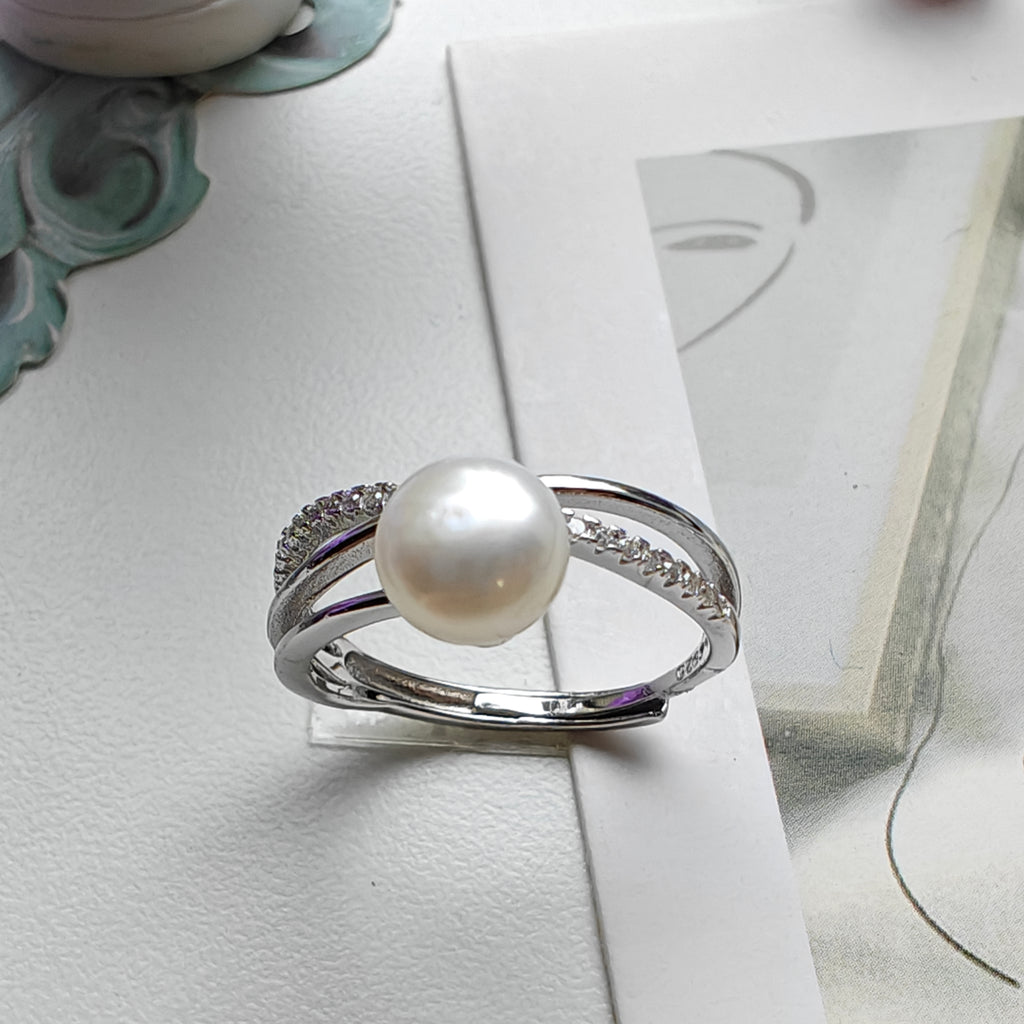 Freshwater Pearl Ring – Adjustable S925 Sterling Silver Ring