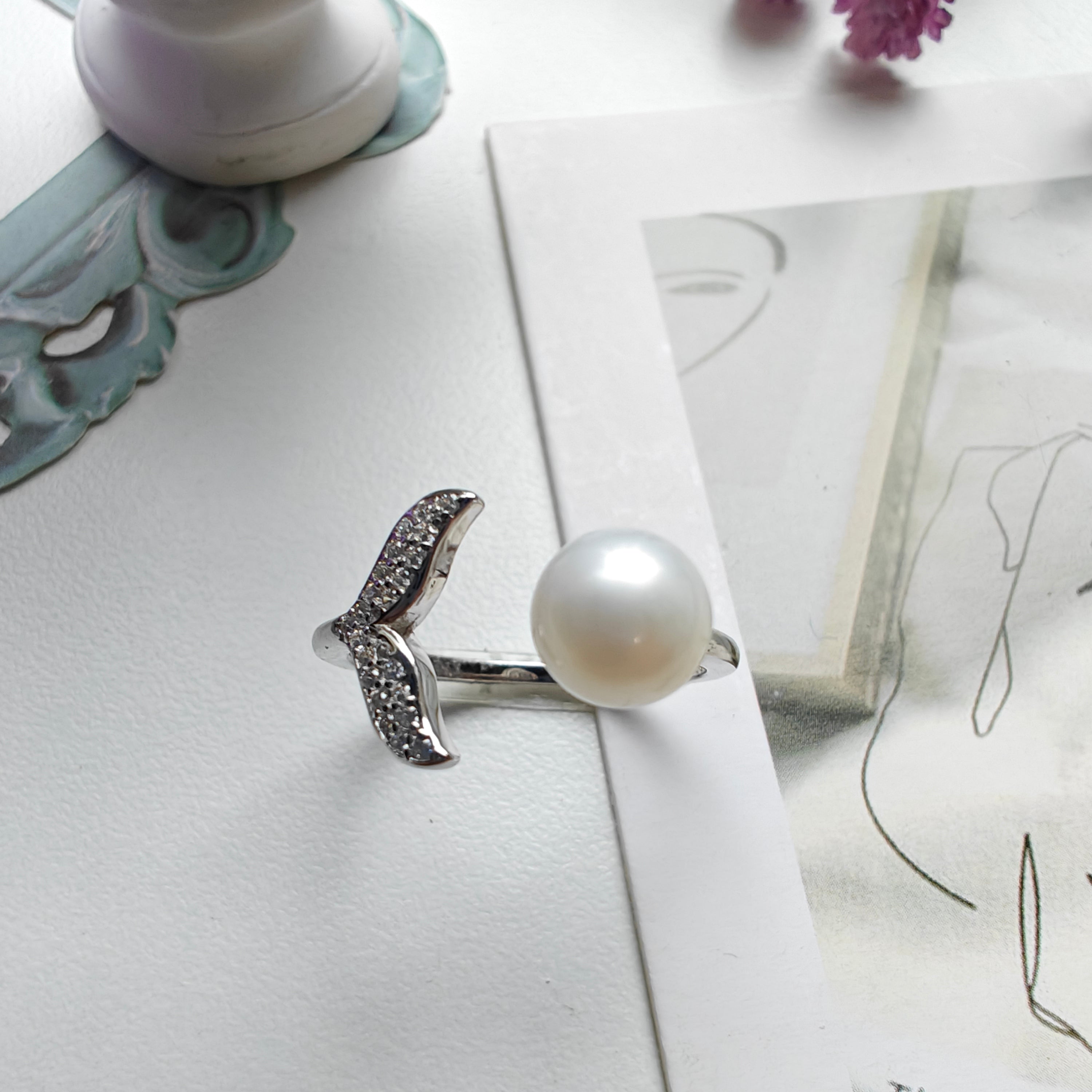 Freshwater Pearl Ring – Adjustable S925 Sterling Silver Ring