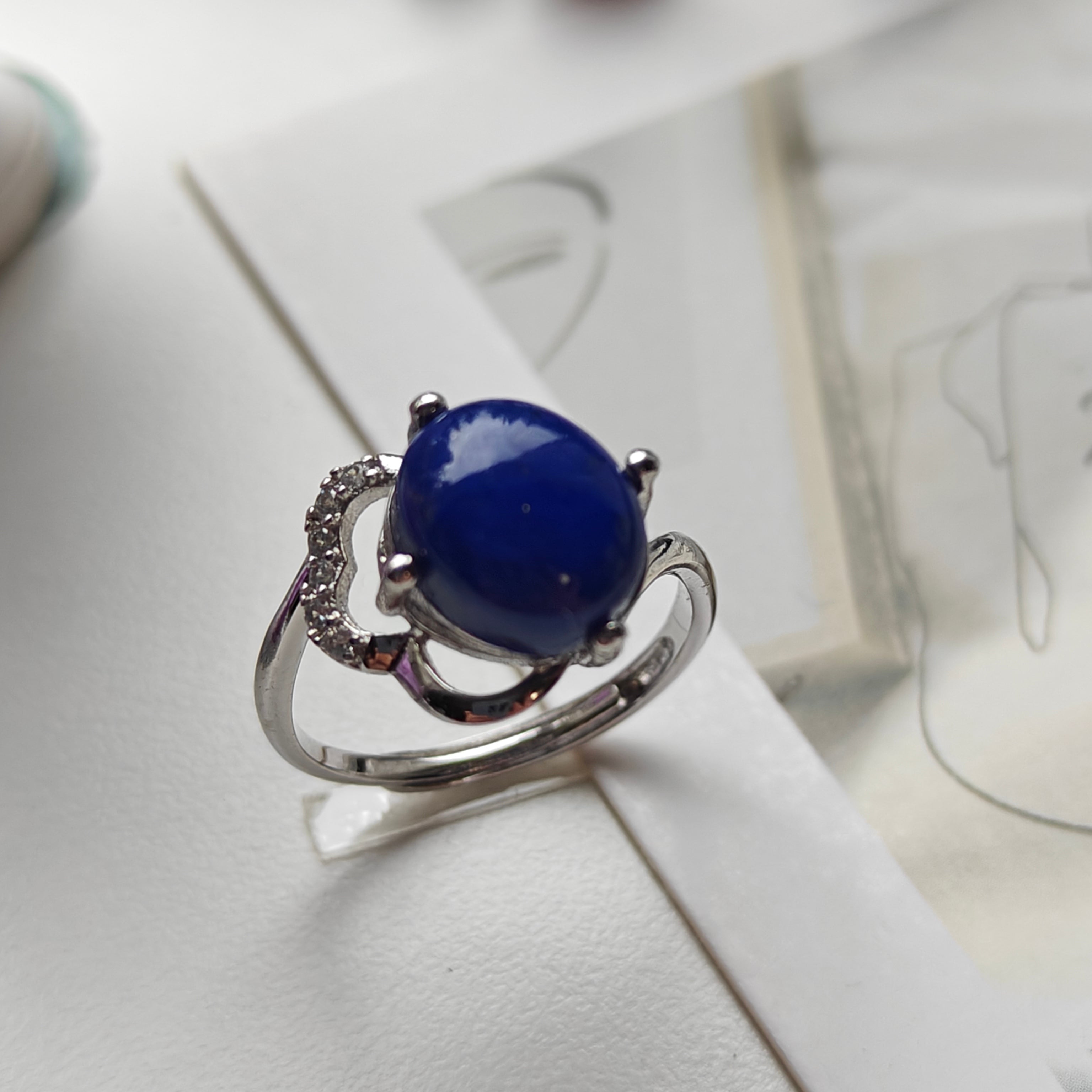 Lapis Lazuli Ring – Adjustable S925 Sterling Silver Ring