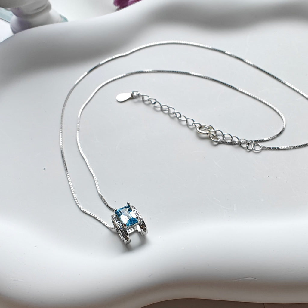 Topaz H Pendant Necklace | S925 Sterling Silver Letter Necklace | Minimalist Gemstone Jewelry