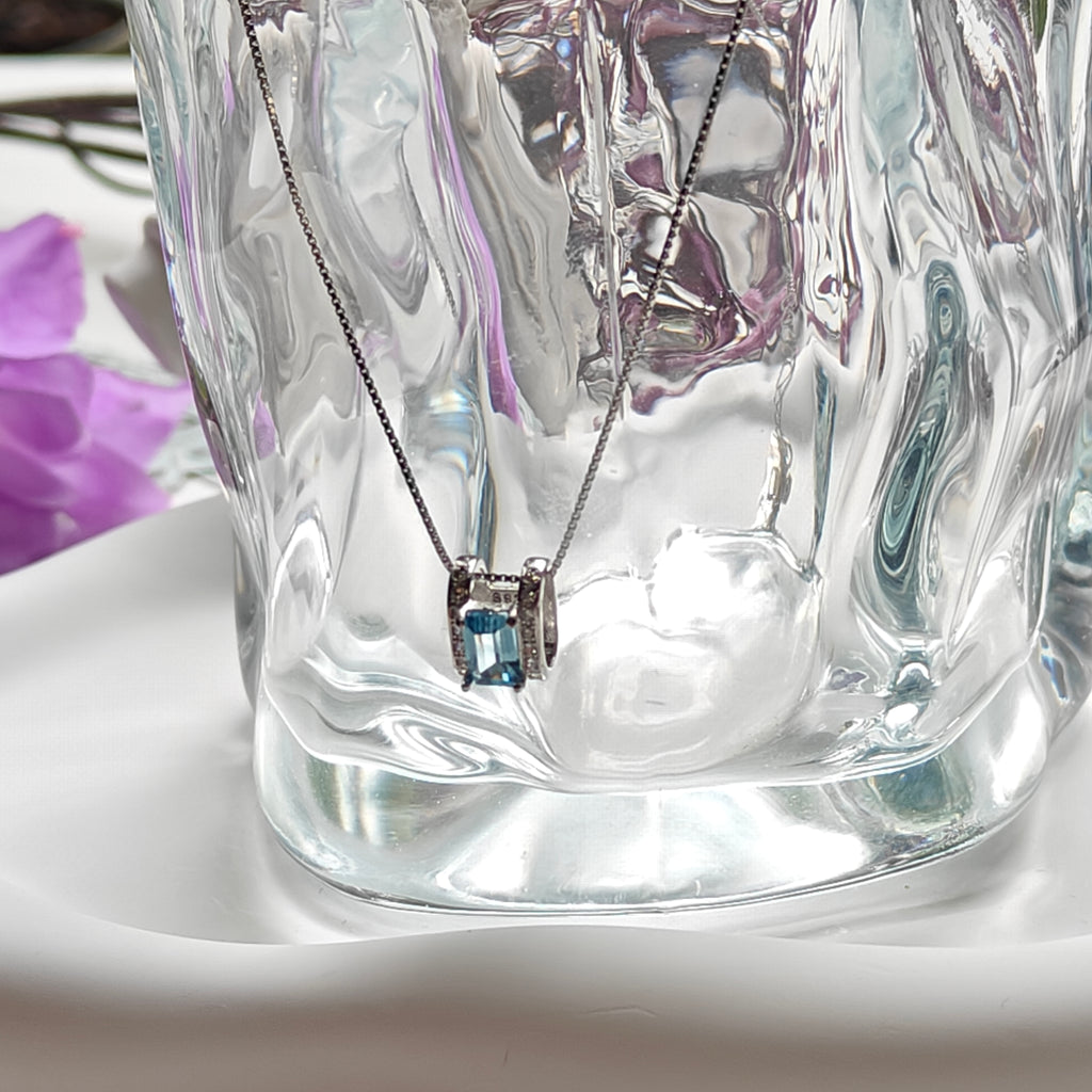 Topaz H Pendant Necklace | S925 Sterling Silver Letter Necklace | Minimalist Gemstone Jewelry