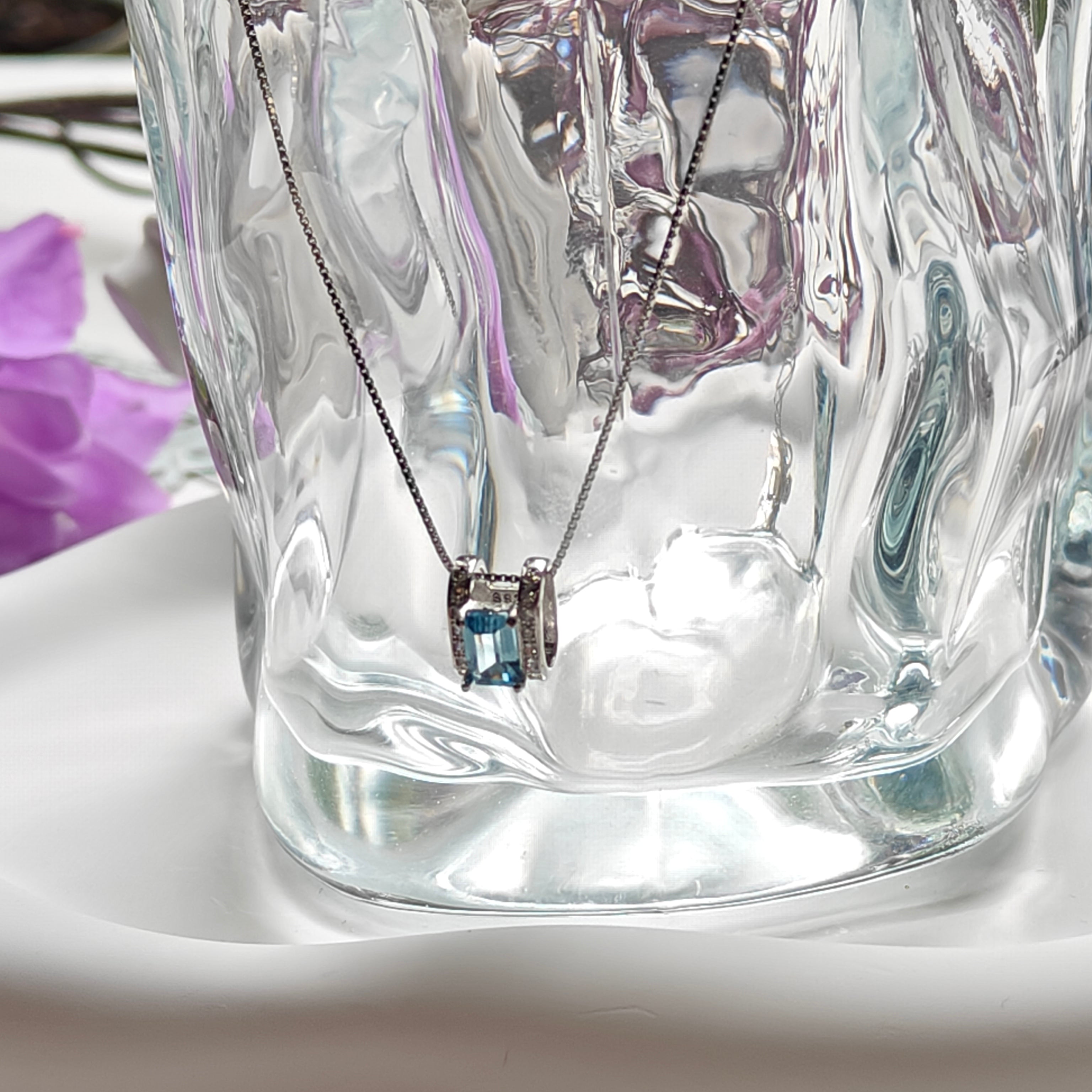 Topaz H Pendant Necklace | S925 Sterling Silver Letter Necklace | Minimalist Gemstone Jewelry