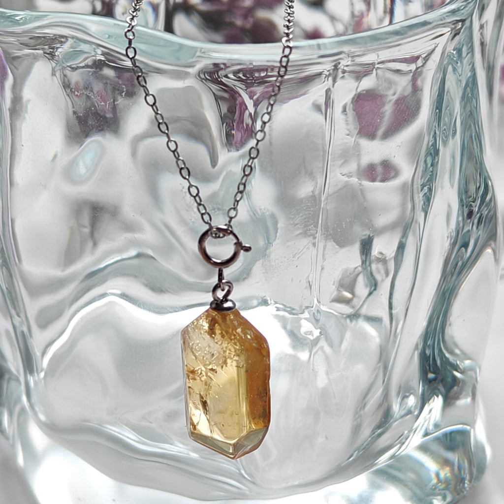 Citrine Pendant Necklace | S925 Sterling Silver Necklace | Natural Citrine Crystal Jewelry