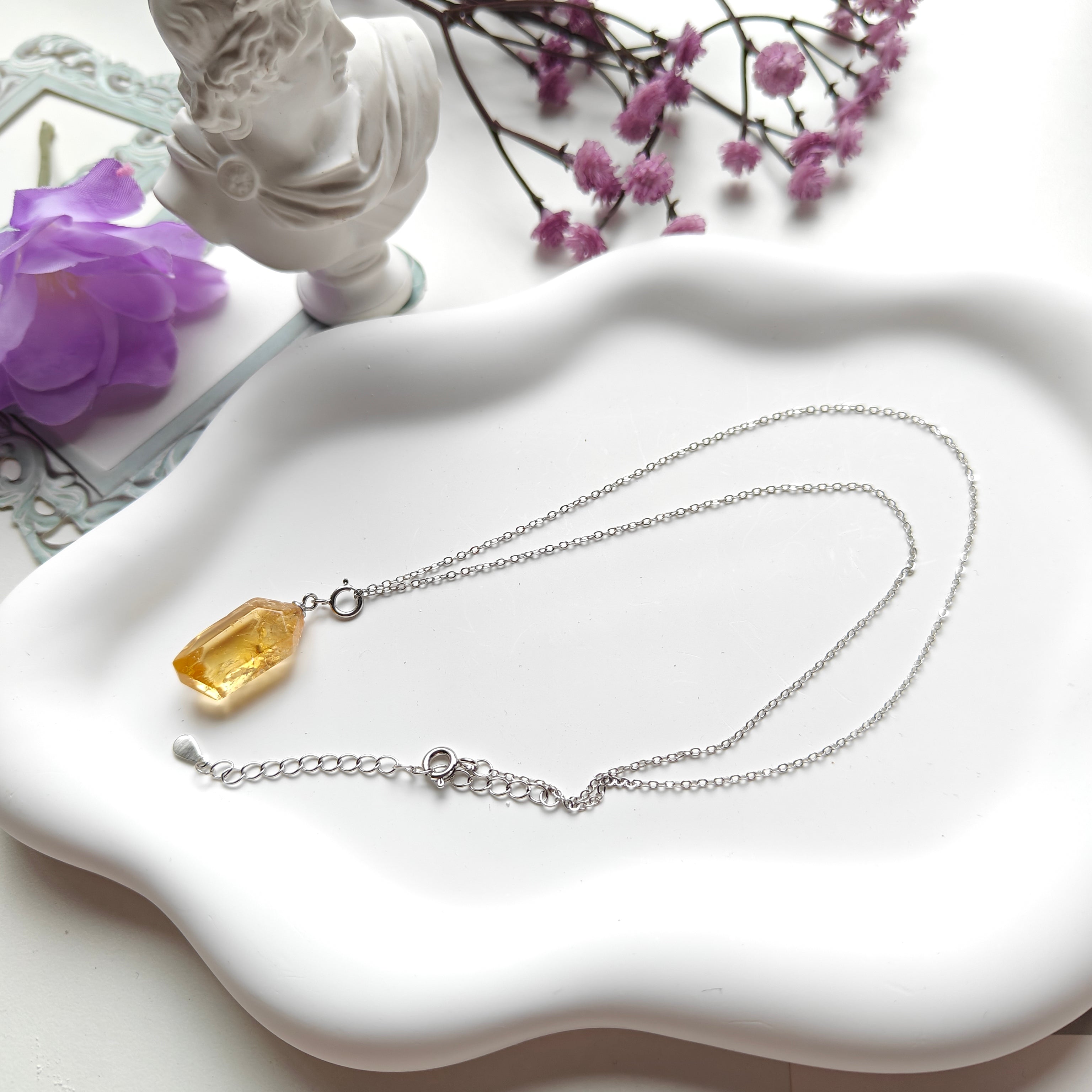 Citrine Pendant Necklace | S925 Sterling Silver Necklace | Natural Citrine Crystal Jewelry