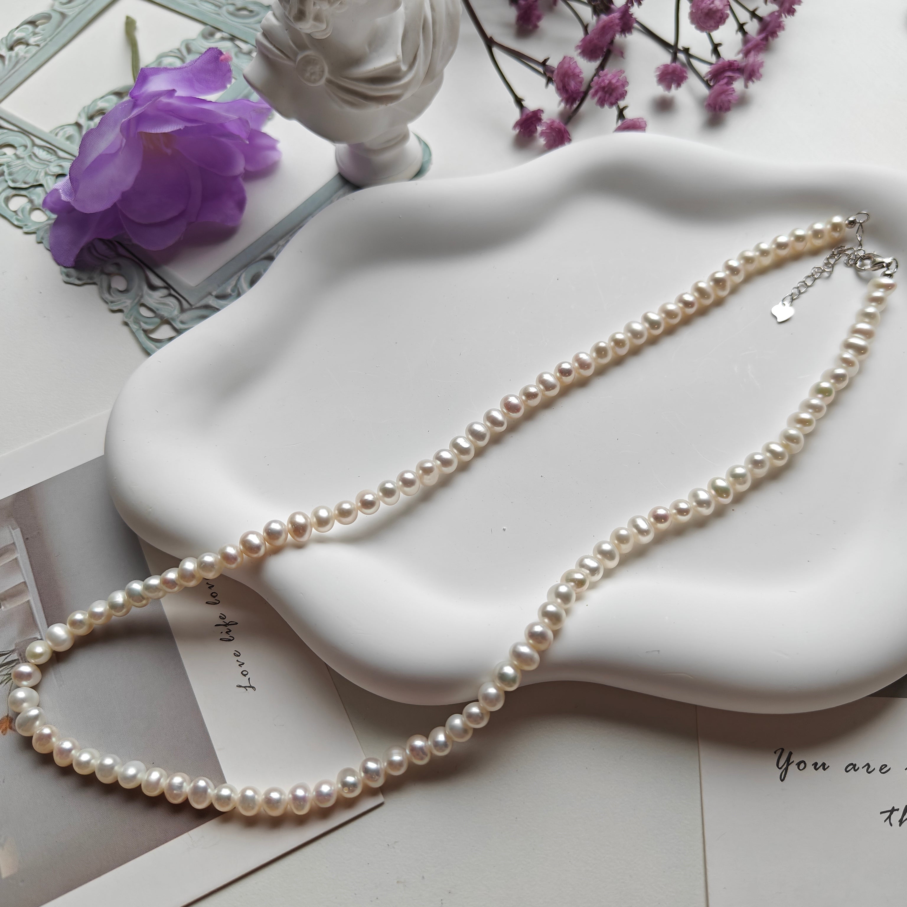 Freshwater Pearl Necklace | S925 Sterling Silver Pearl Necklace | Elegant Classic Pearl Jewelry