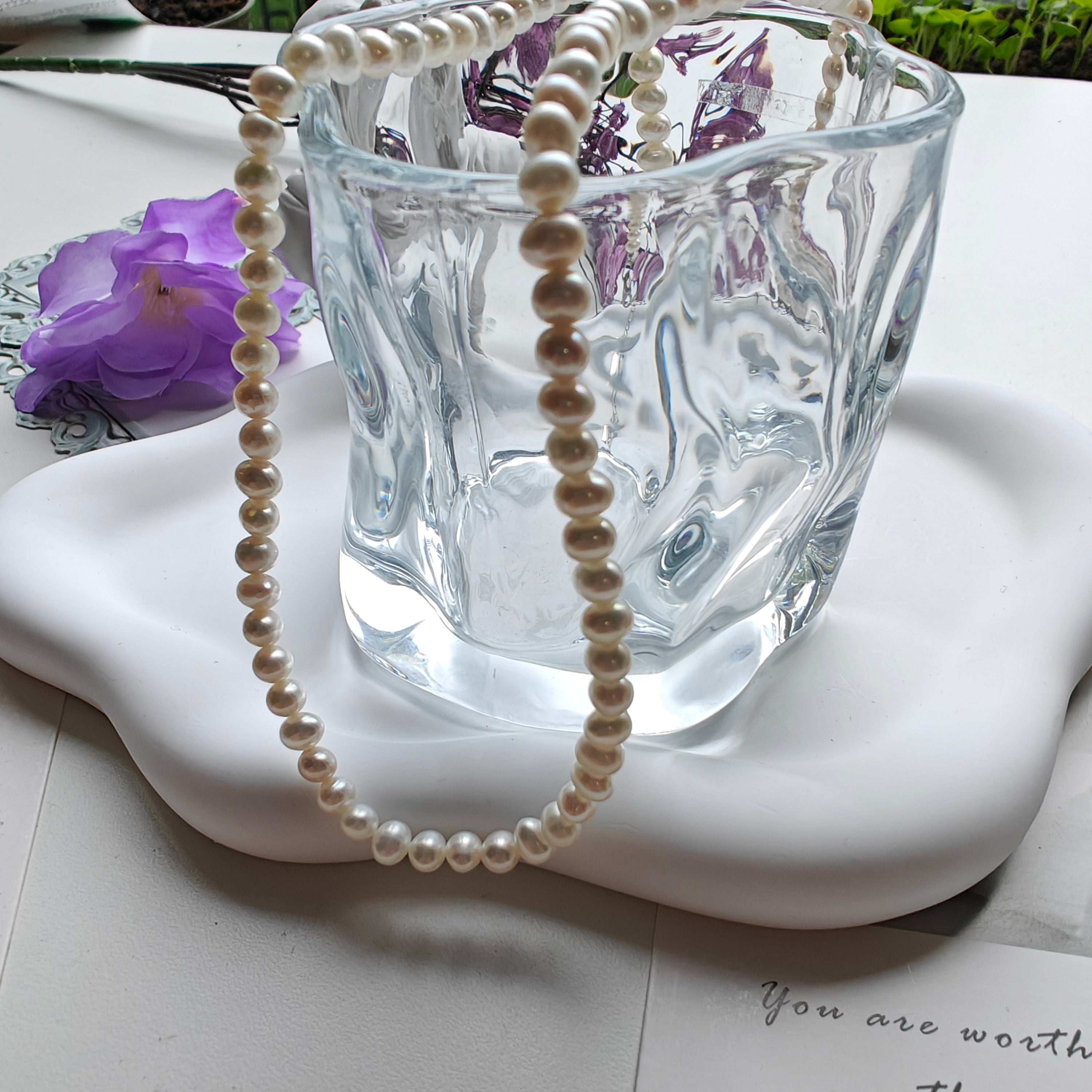Freshwater Pearl Necklace | S925 Sterling Silver Pearl Necklace | Elegant Classic Pearl Jewelry