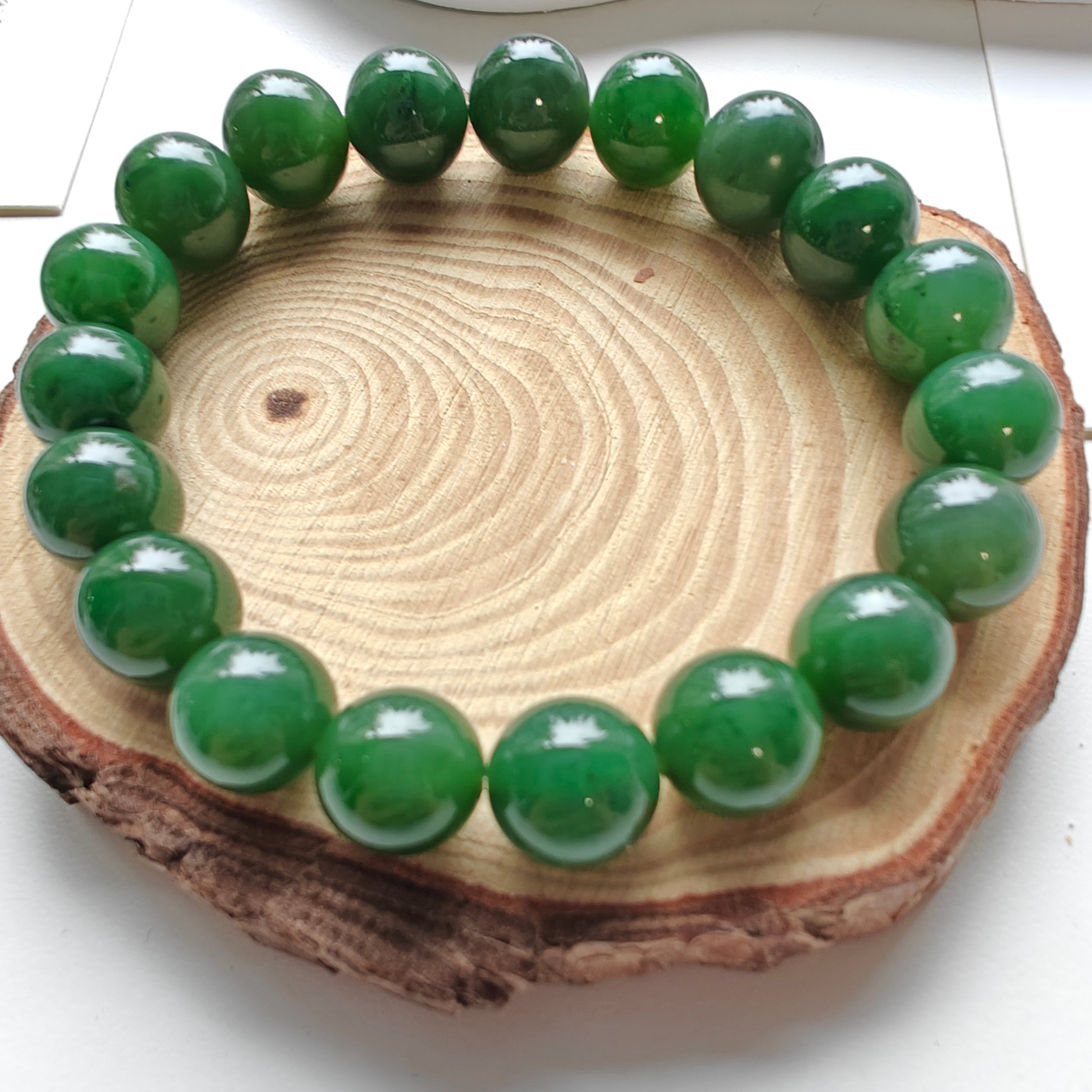 Canadian Nephrite Jade Beaded Bracelet – Natural Jade Gemstone Bracelet