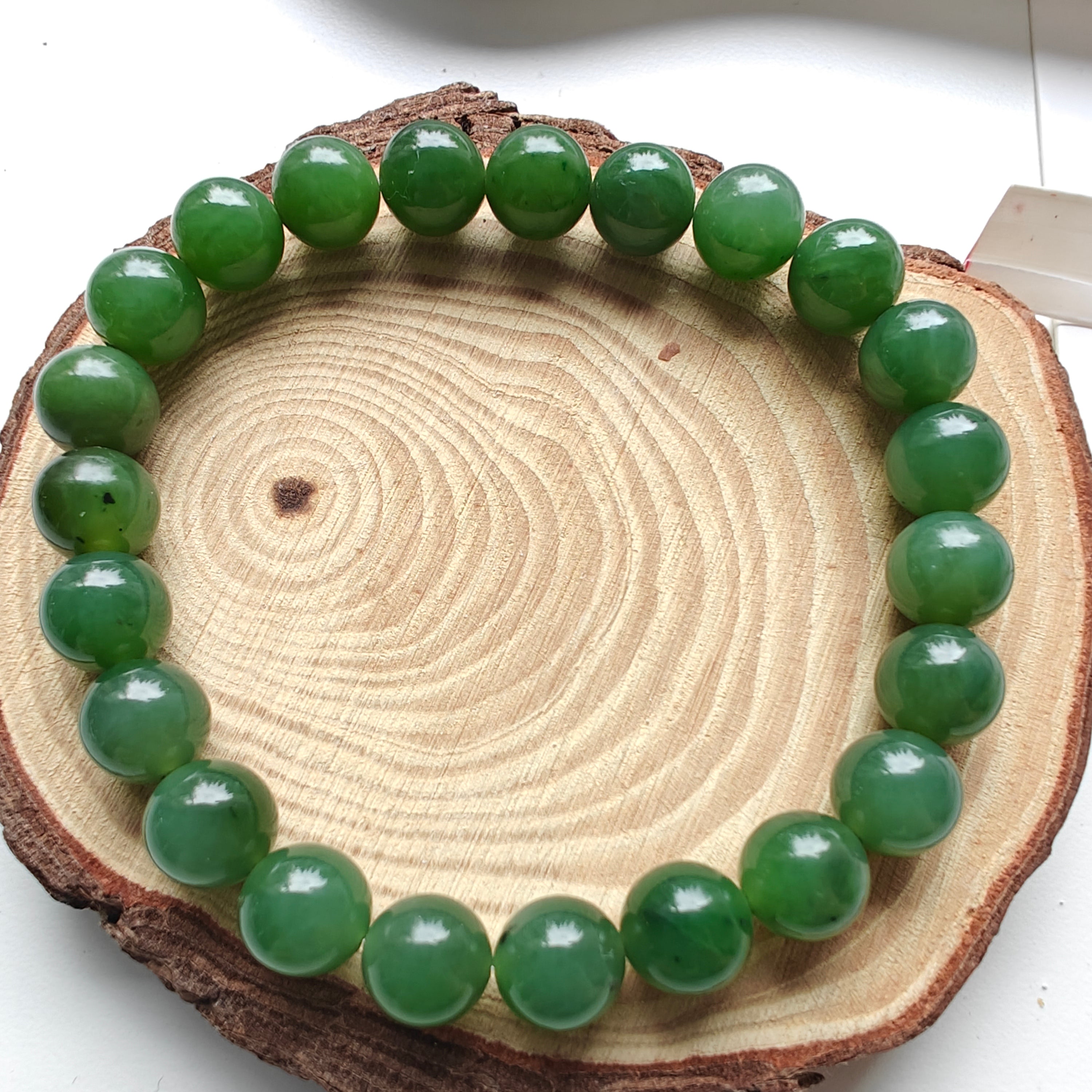 Canadian Nephrite Jade Beaded Bracelet – Natural Jade Gemstone Bracelet