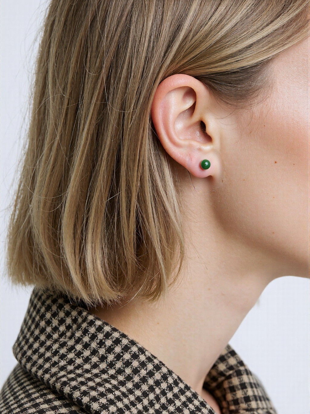 Canadian Nephrite Jade Stud Earrings – S925 Sterling Silver