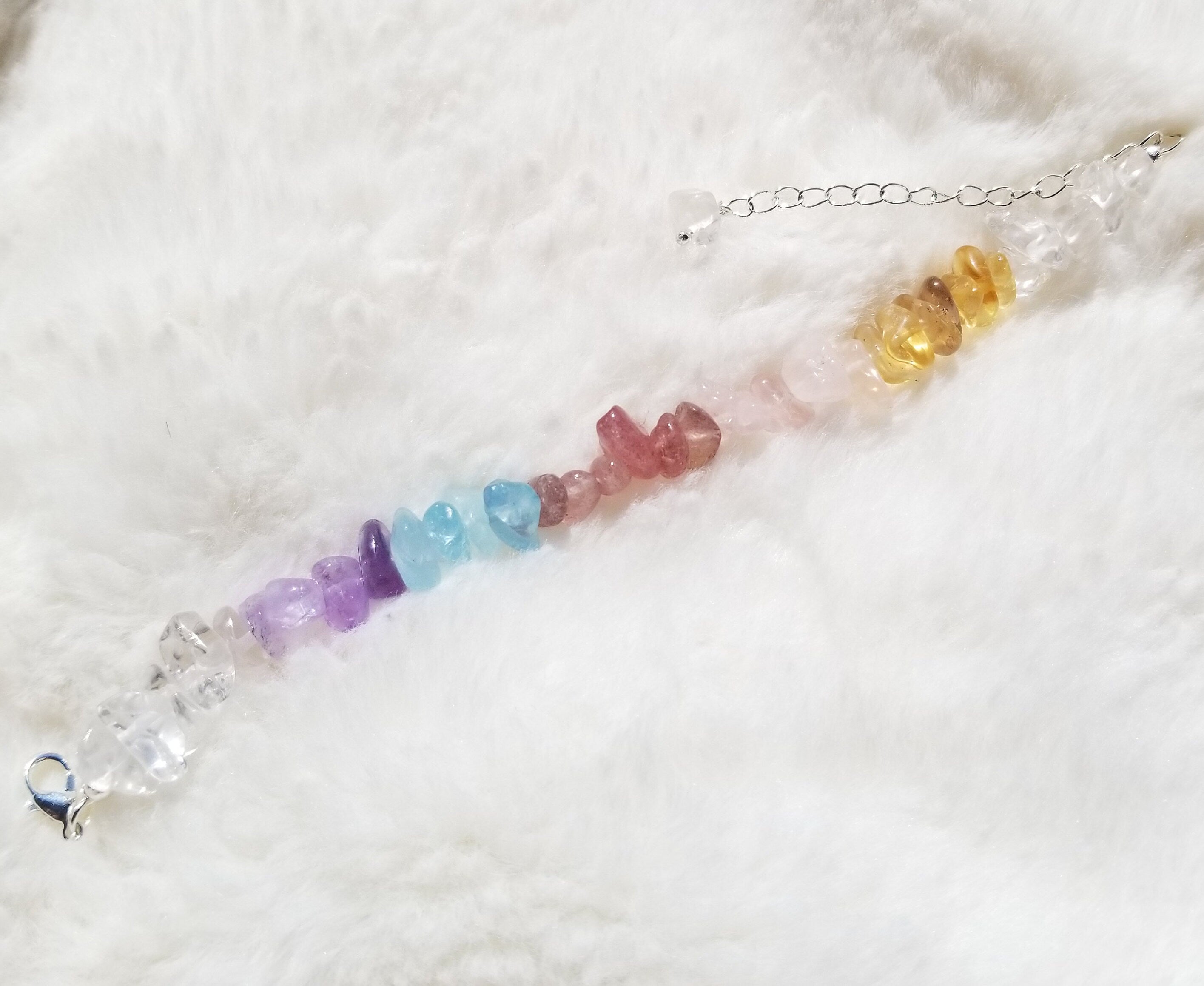 Assorted Crystals Adjustable Chip Bracelet l Energy Infused l Healing Stone l Chakra l Meditation l Multicolor Bracelet l Gift Ideas l Lucky
