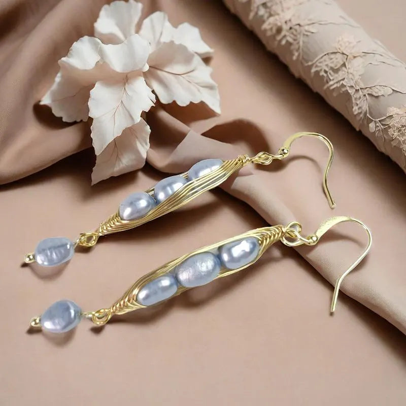 Freshwater Pearl Drop Earrings, Gold-Plated S925 Sterling Silver, Hypoallergenic