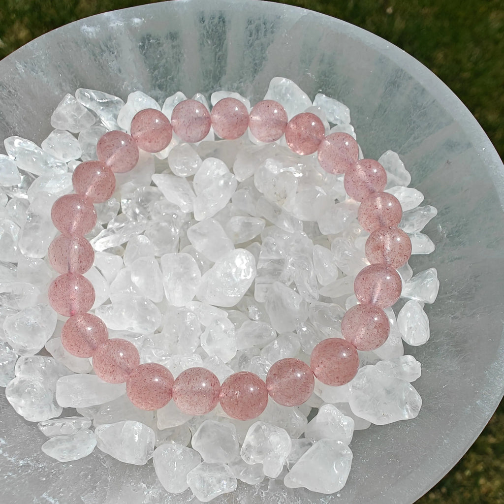 Strawberry Quartz Bracelet: Natural Gemstone, Love & Healing