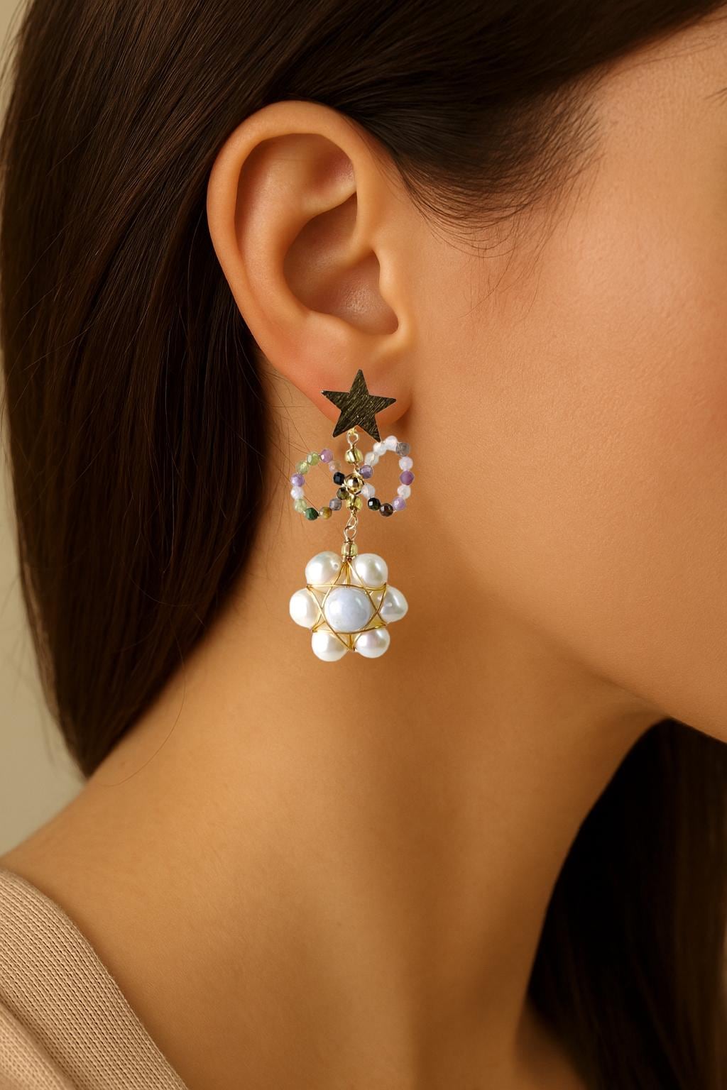 S925 Sterling Silver Post Earrings l Hypoallergenic I Fresh Water Pearl l Tourmaline I Healing Stone l Energy Infused l Gift Ideas l Chakra