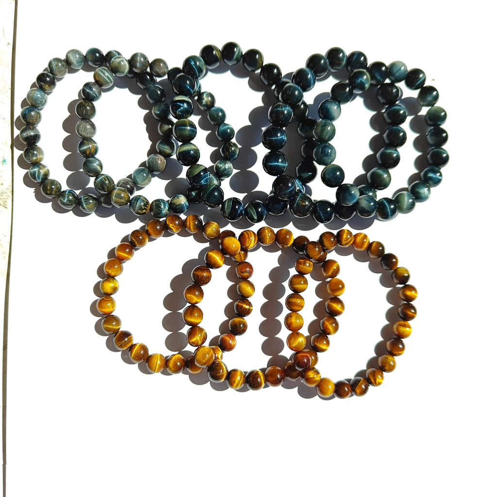 Blue Tiger's Eye Stretchy Bracelet, Handmade Healing Stone