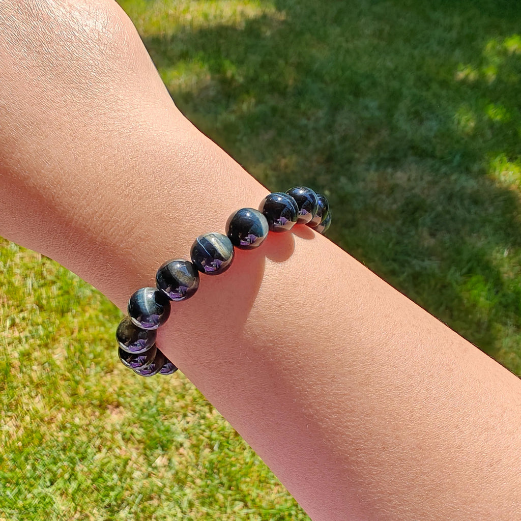 Blue Tiger's Eye Stretchy Bracelet, Handmade Healing Stone