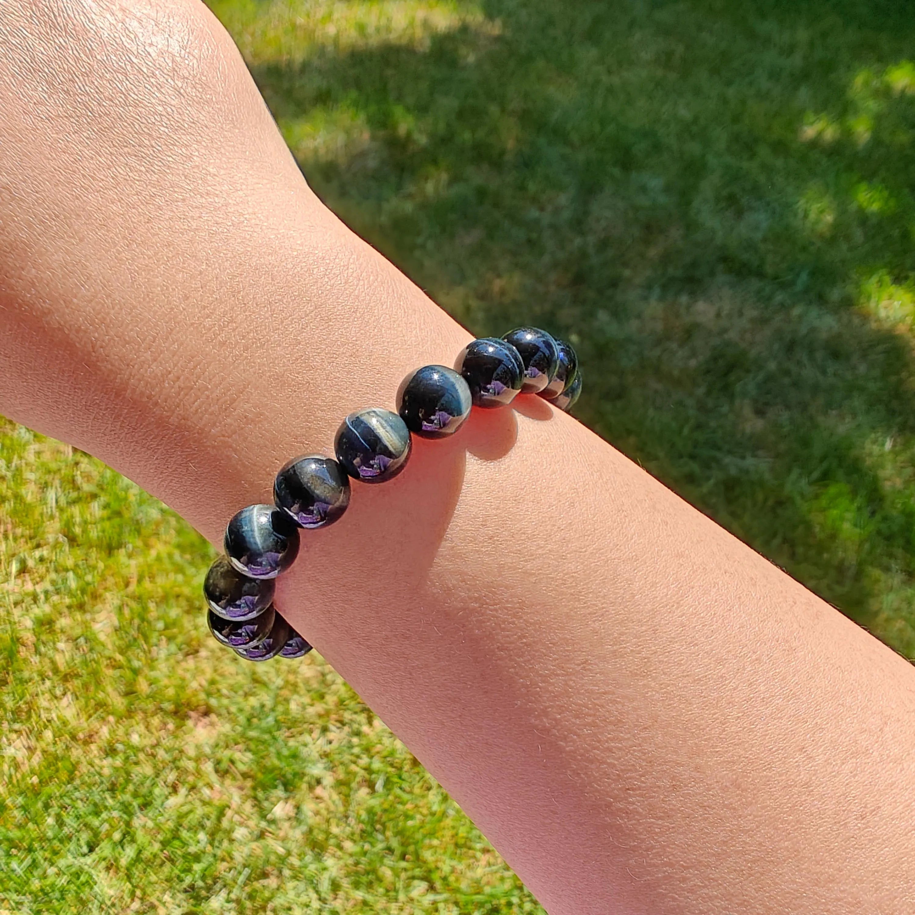 Blue Tiger's Eye Stretchy Bracelet, Handmade Healing Stone